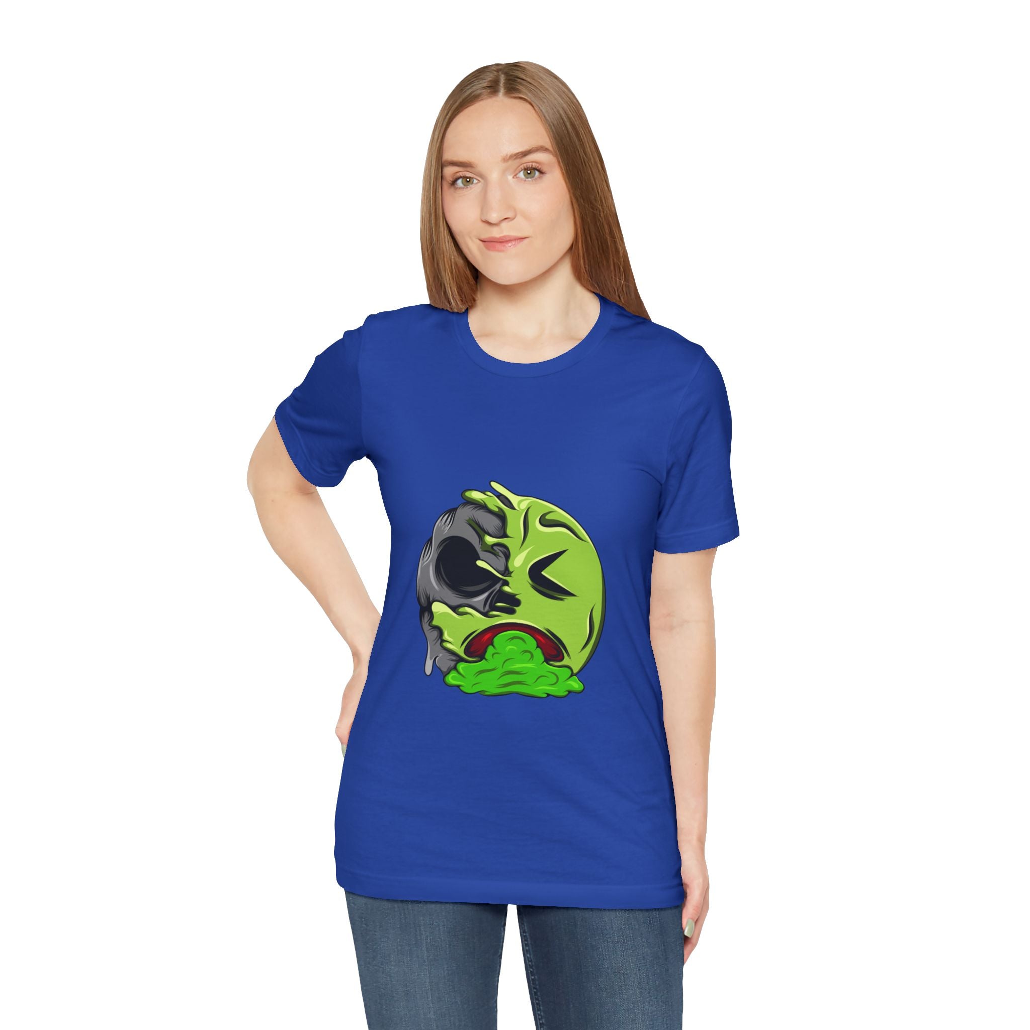 Sick Emoji T-Shirt – Green Vomit Face Graphic Tee