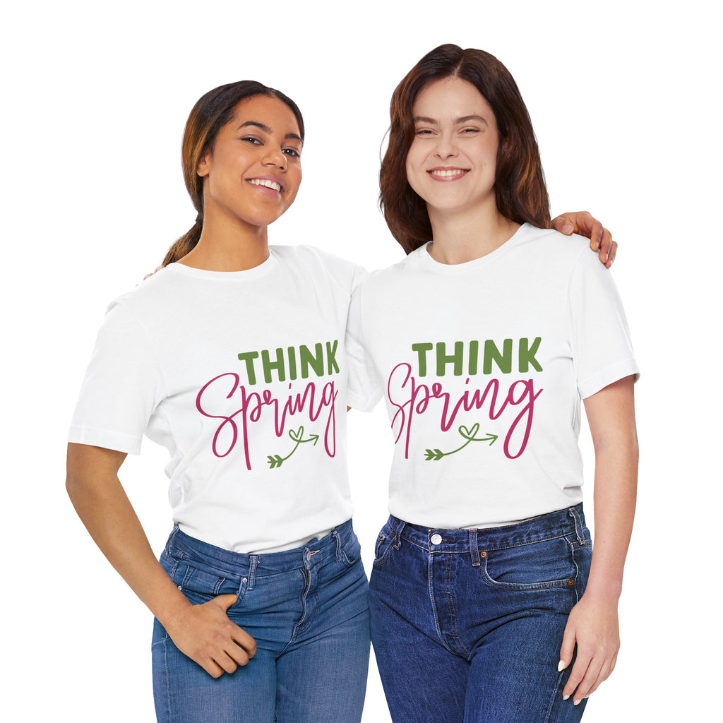 Think Spring T-Shirt — Floral Script Springtime Tee