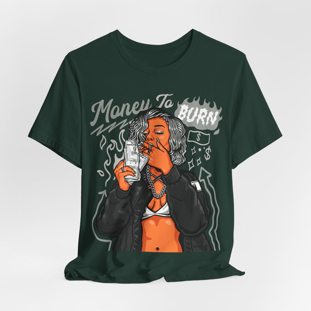 Money to Burn Graphic Tee — Women Smoking Cash Streetwear T-Shirt