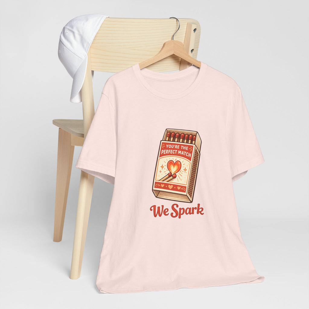 We Spark Matchbox Graphic Tee — "You're the Perfect Match" Valentine's T-Shirt