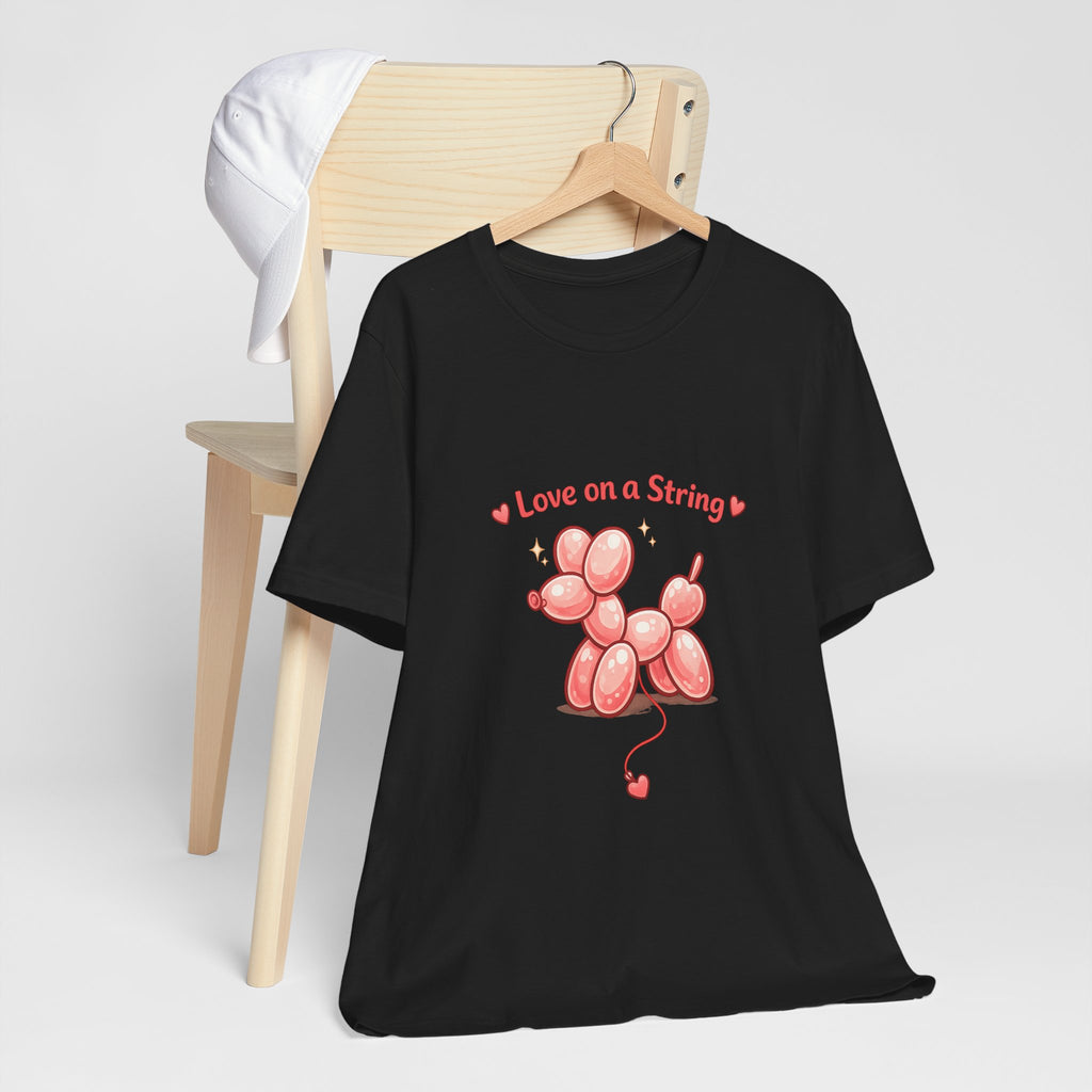 T-Shirt — "Love on a String" Pink Balloon Dog Valentine Tee