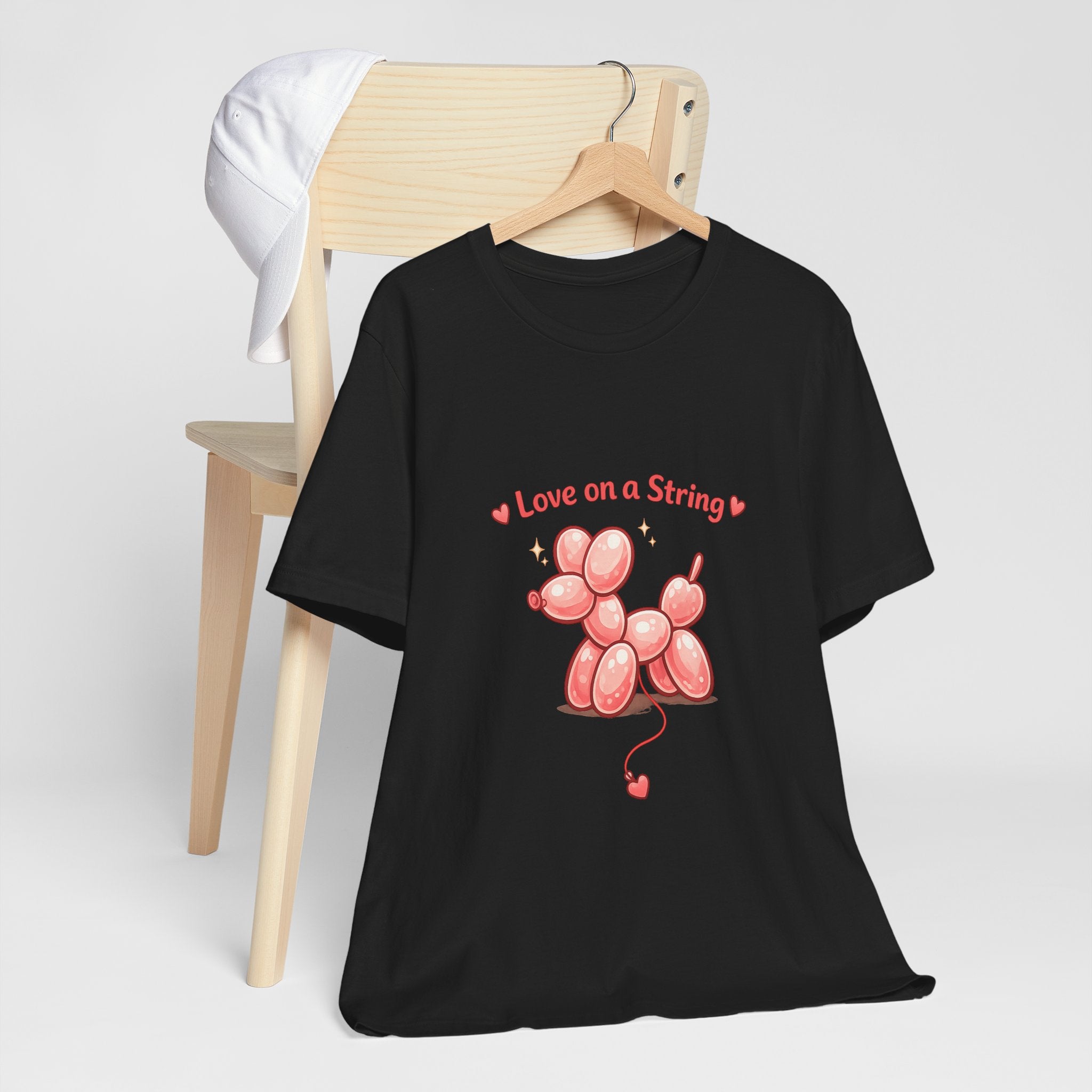 T-Shirt — "Love on a String" Pink Balloon Dog Valentine Tee