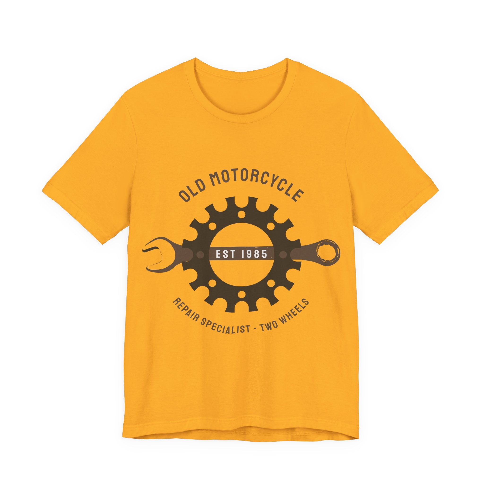 Old Motorcycle Repair Tee — 'Old Motorcycle Est 1985' Vintage Wrench & Gear T-Shirt