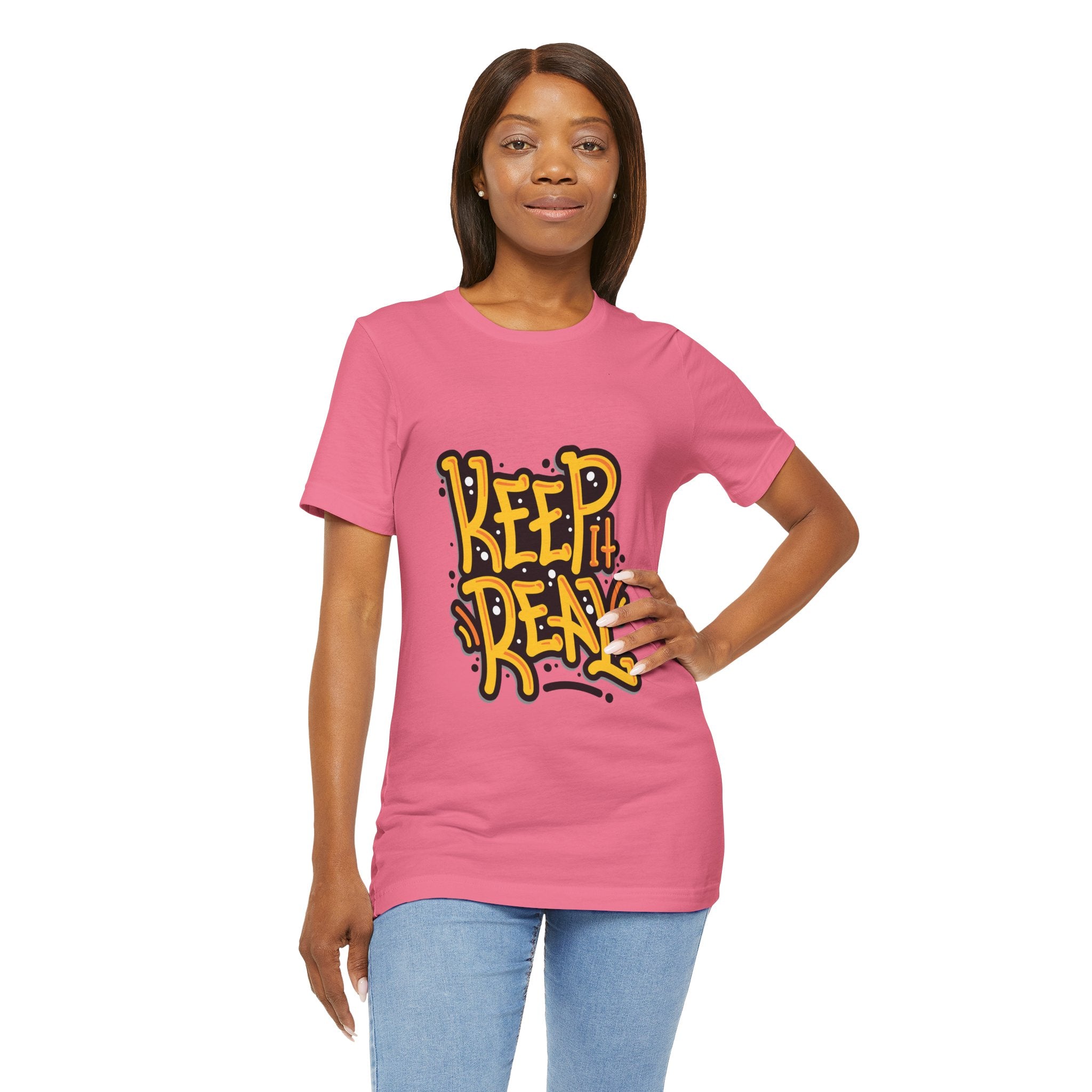 Keep It Real T-Shirt — Retro Yellow Hand-Lettered Graphic Tee