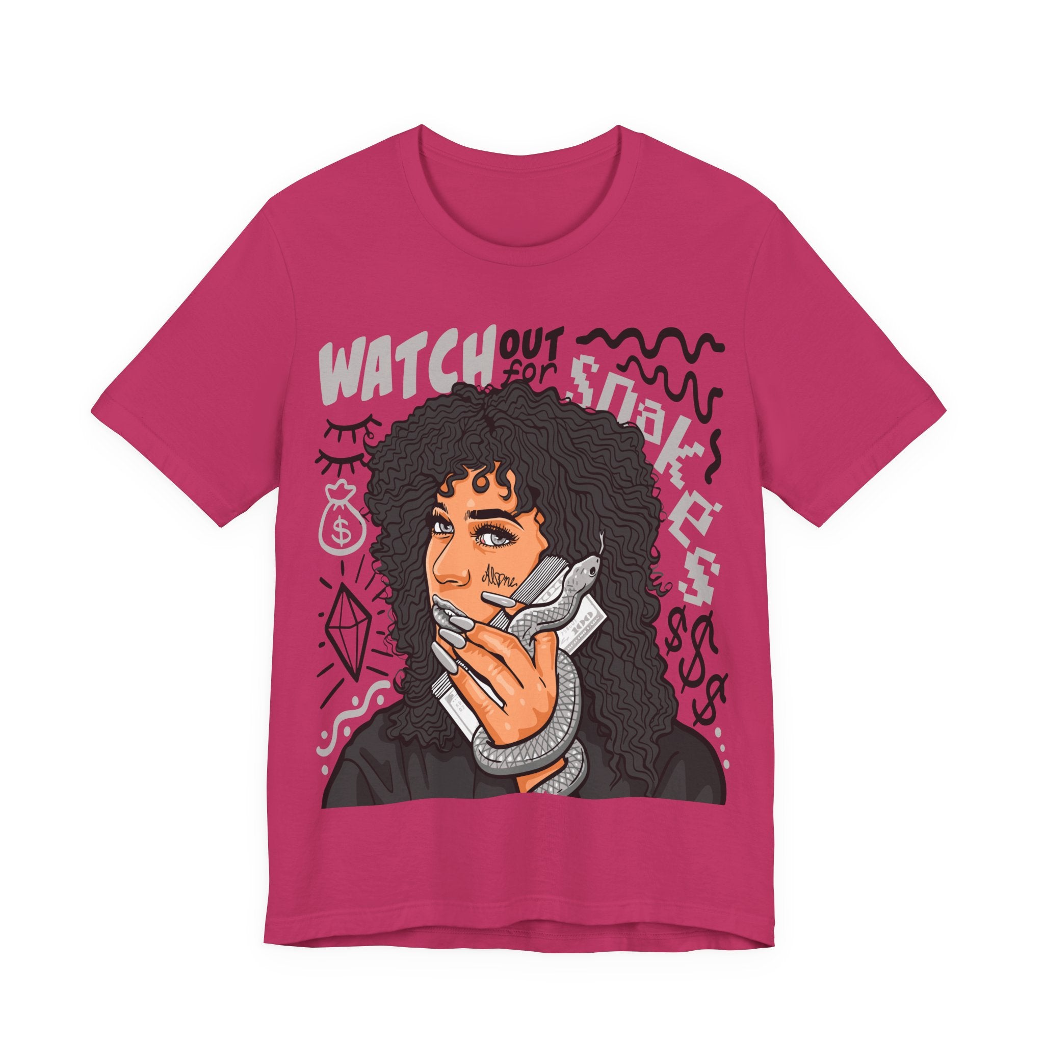 Watch Out For Snakes Graphic Tee — Retro Woman Phone Illustration