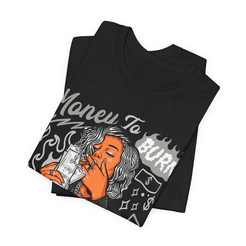 Money to Burn Graphic Tee — Women Smoking Cash Streetwear T-Shirt