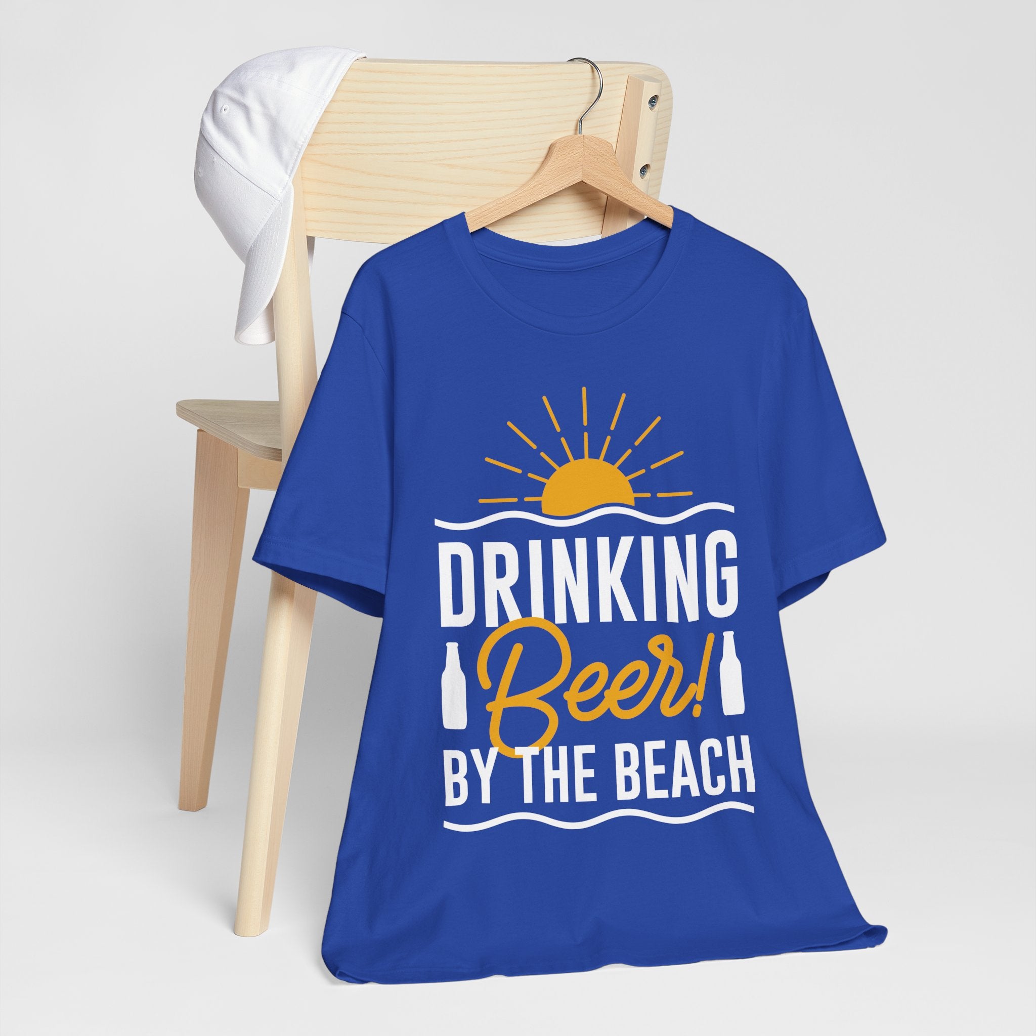 Drinking Beer By The Beach T-Shirt — Beach Sunset Summer Beer Tee