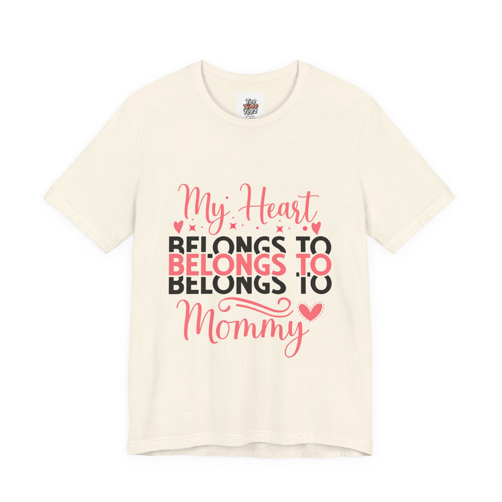 Mommy Valentine T-Shirt – "My Heart Belongs to Mommy" Pink & Black Kid Tee