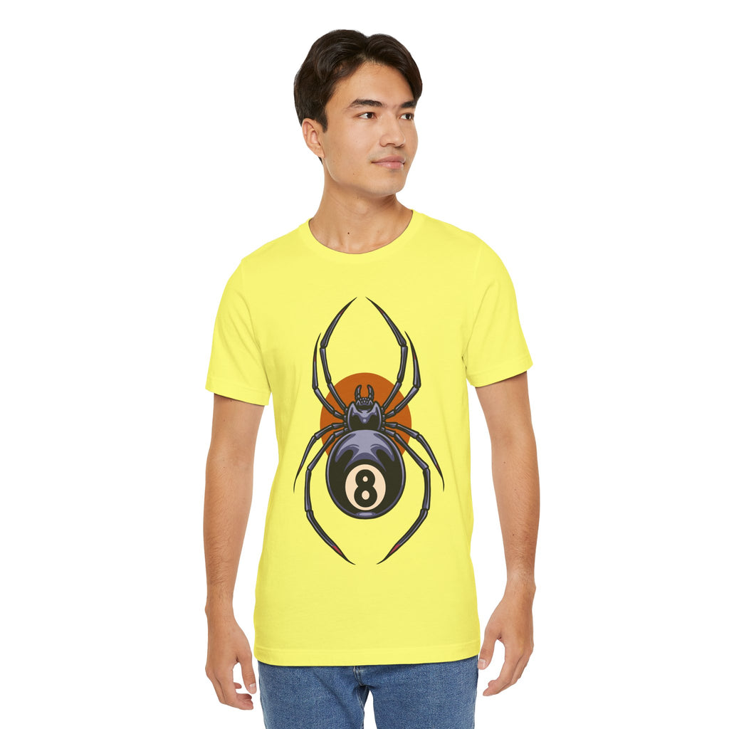 8-Ball Spider Graphic Tee — Pool Player & Halloween Spider T-Shirt