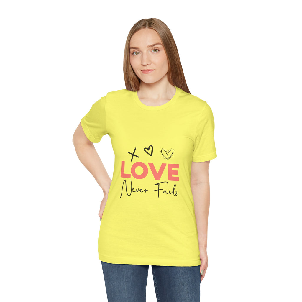 Love Never Fails T-Shirt – Inspirational Heart Graphic Tee