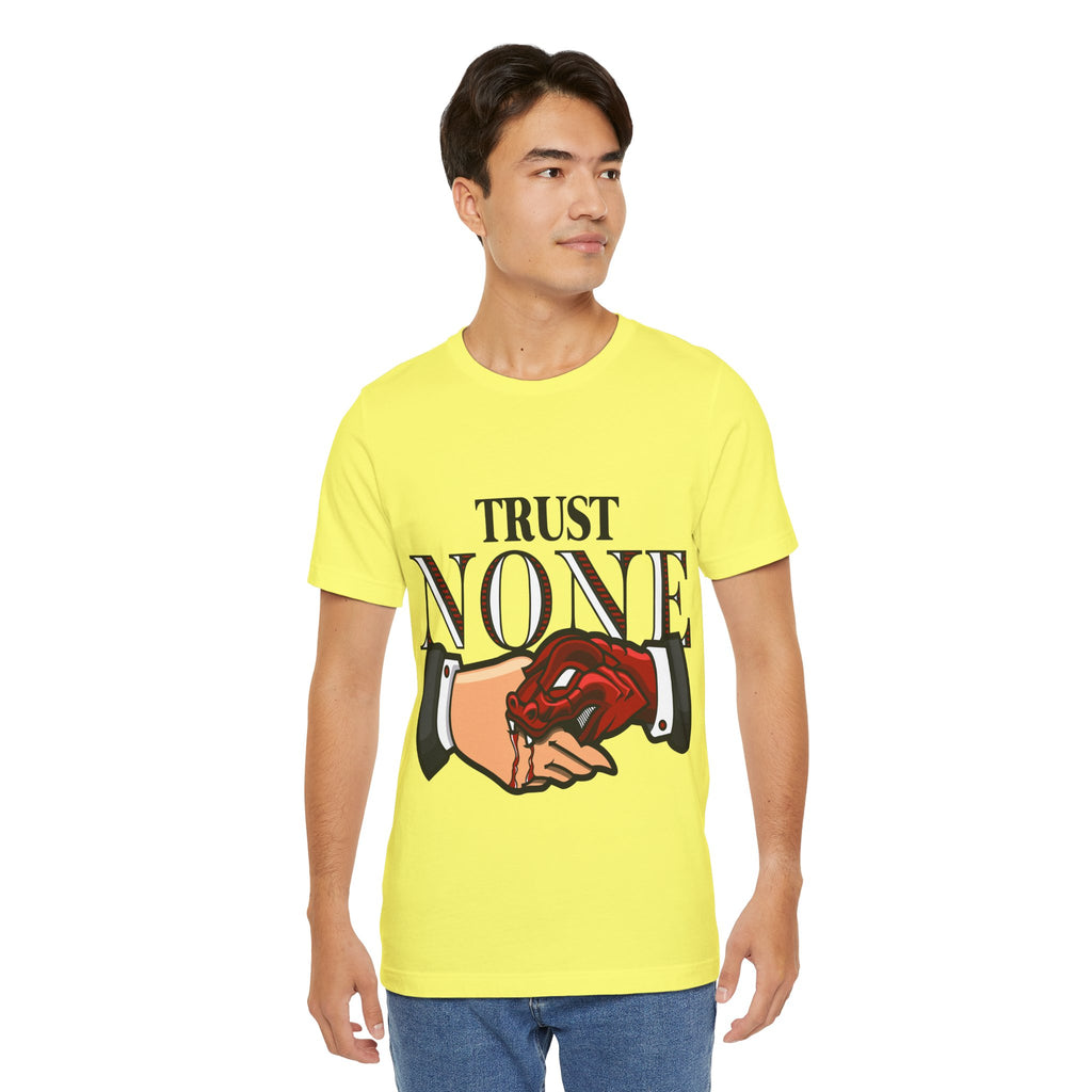 Trust None T-Shirt — Graphic Rose & Handshake Tee