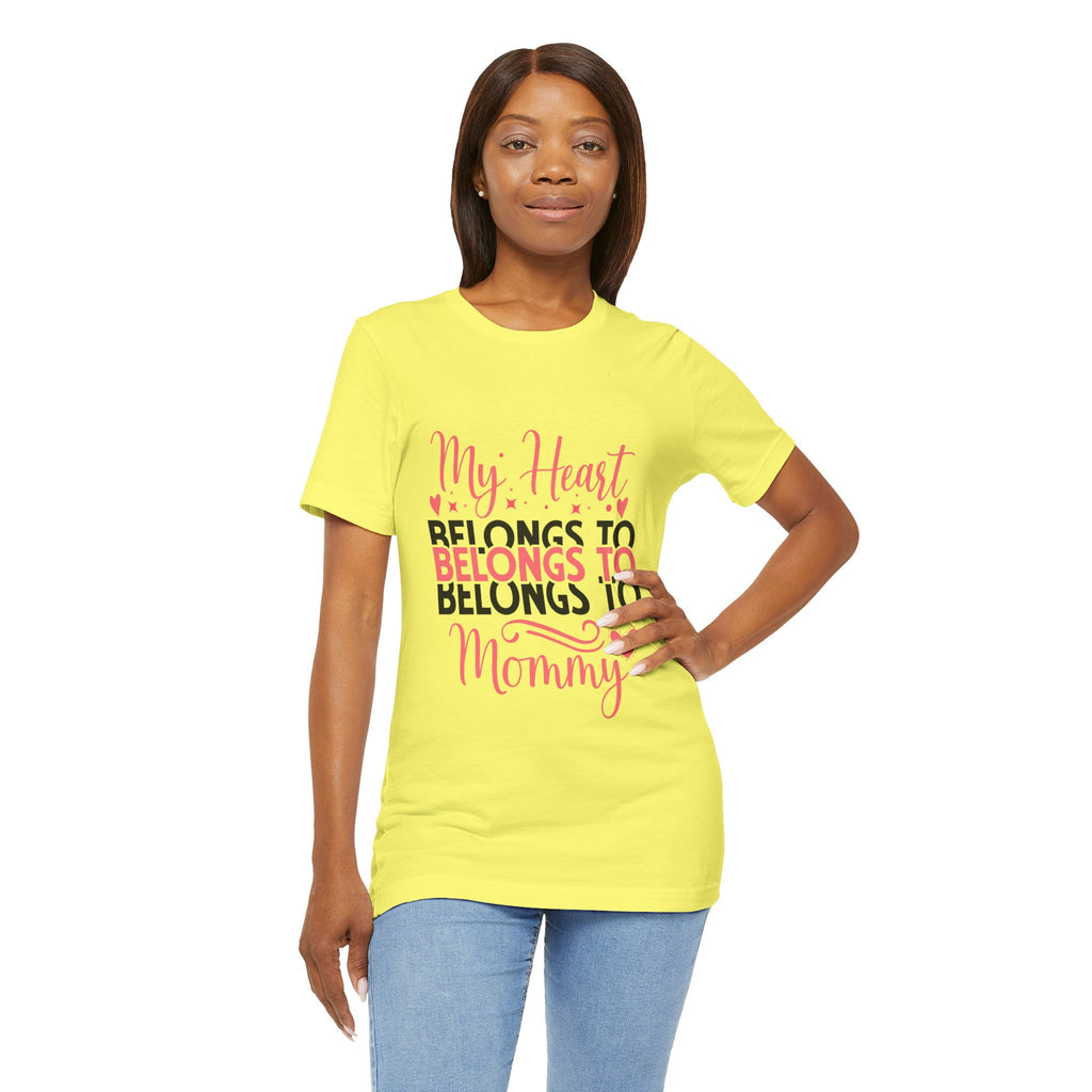 Mommy Valentine T-Shirt – "My Heart Belongs to Mommy" Pink & Black Kid Tee