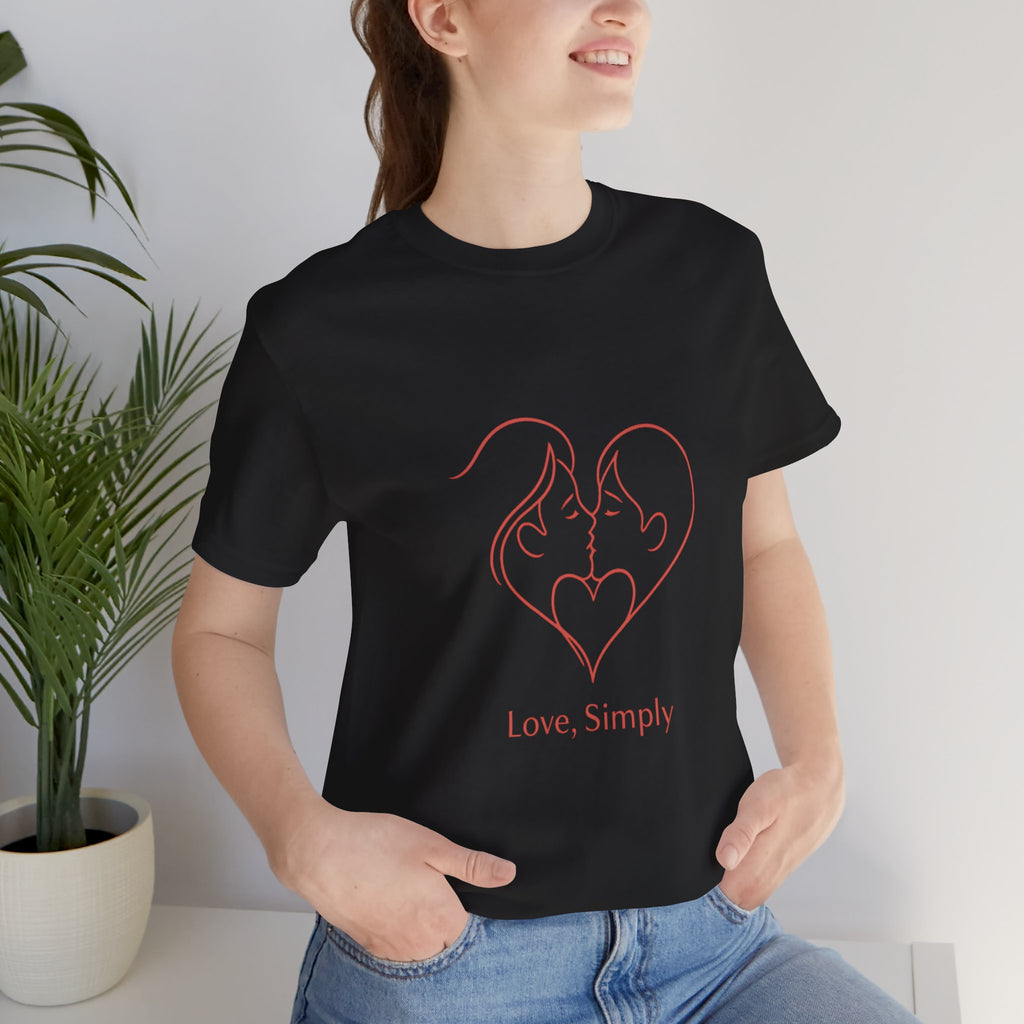 Love, Simply Tee — Minimal Couple Heart Line Art Valentine’s T-Shirt