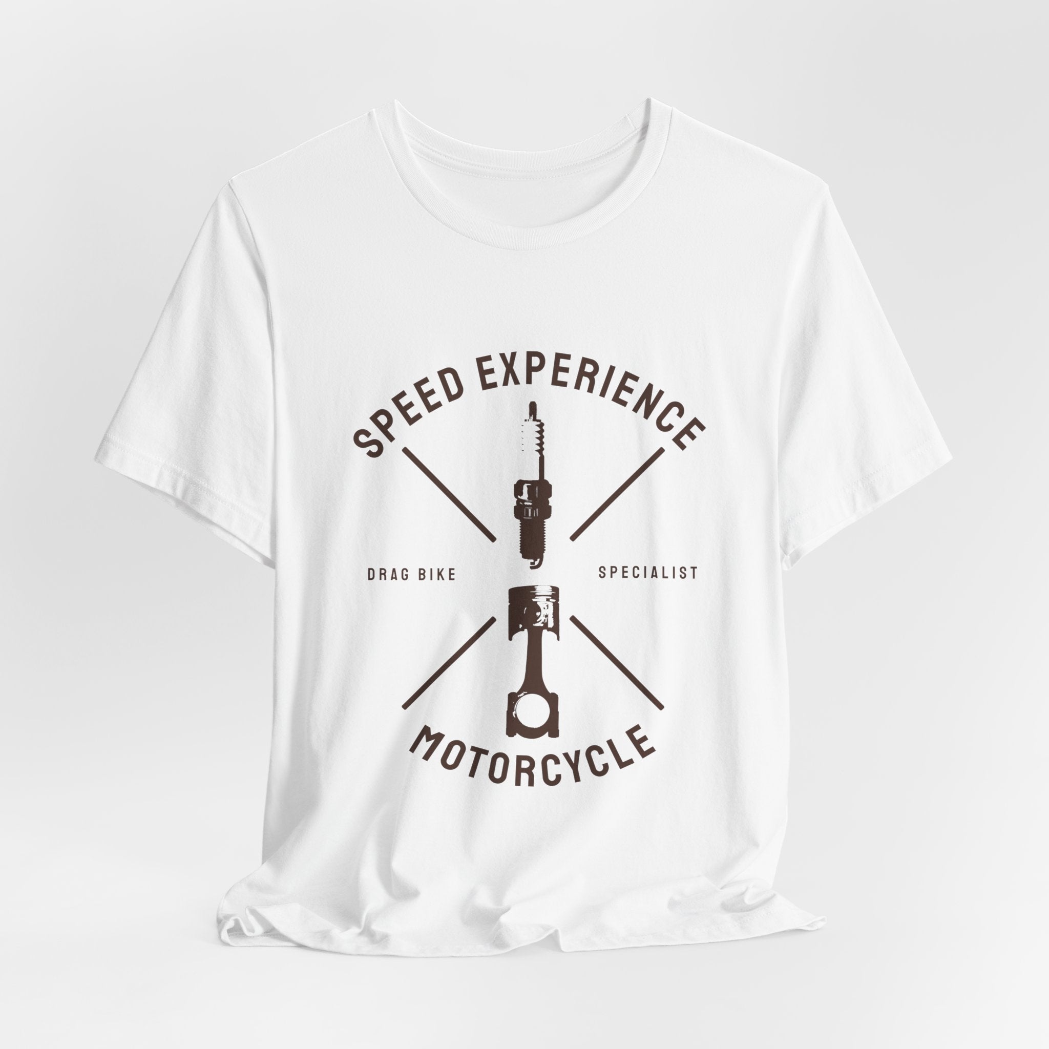 Motorcycle Speed Experience Tee – Vintage Piston & Spark Plug Racing Shirt