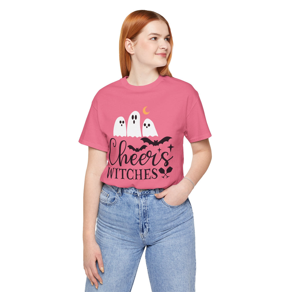 Cheers Witches Halloween Tee — Cute Ghosts, Bats & Party Slogan