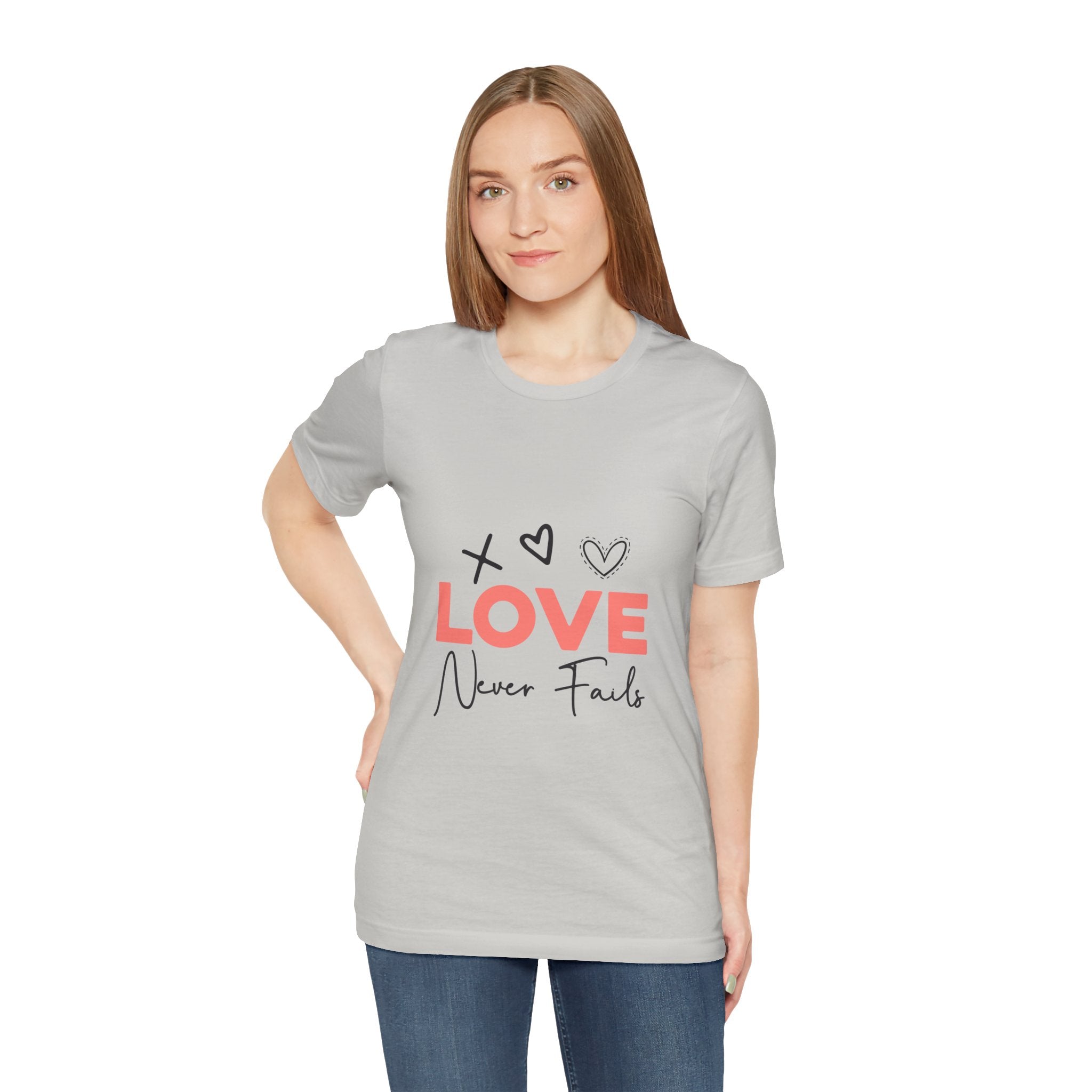 Love Never Fails T-Shirt – Inspirational Heart Graphic Tee