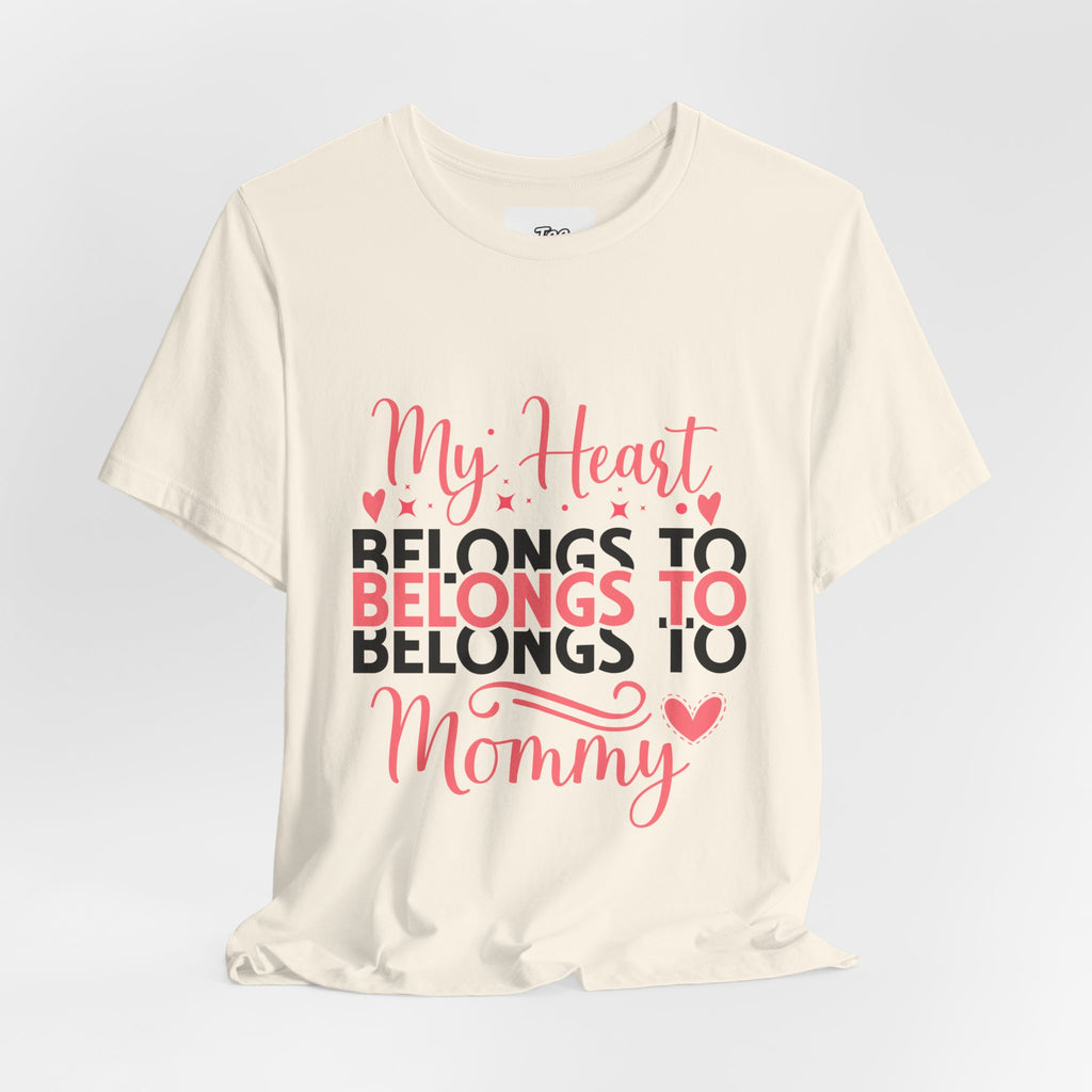 Mommy Valentine T-Shirt – "My Heart Belongs to Mommy" Pink & Black Kid Tee