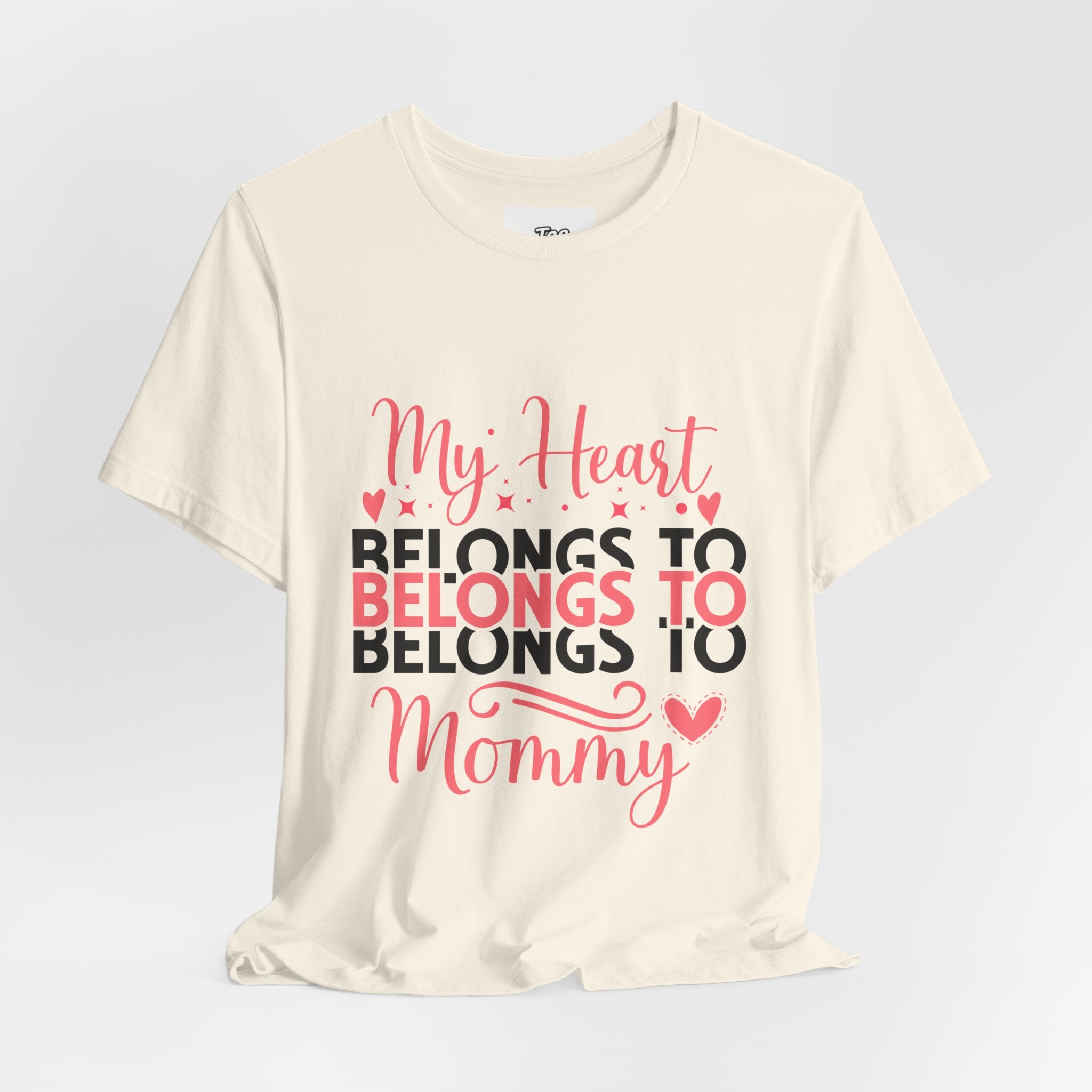 Mommy Valentine T-Shirt – "My Heart Belongs to Mommy" Pink & Black Kid Tee
