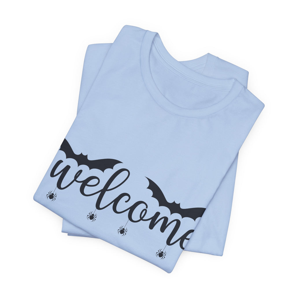 Welcome HalloQueen T‑Shirt — Halloween Bat Graphic Tee