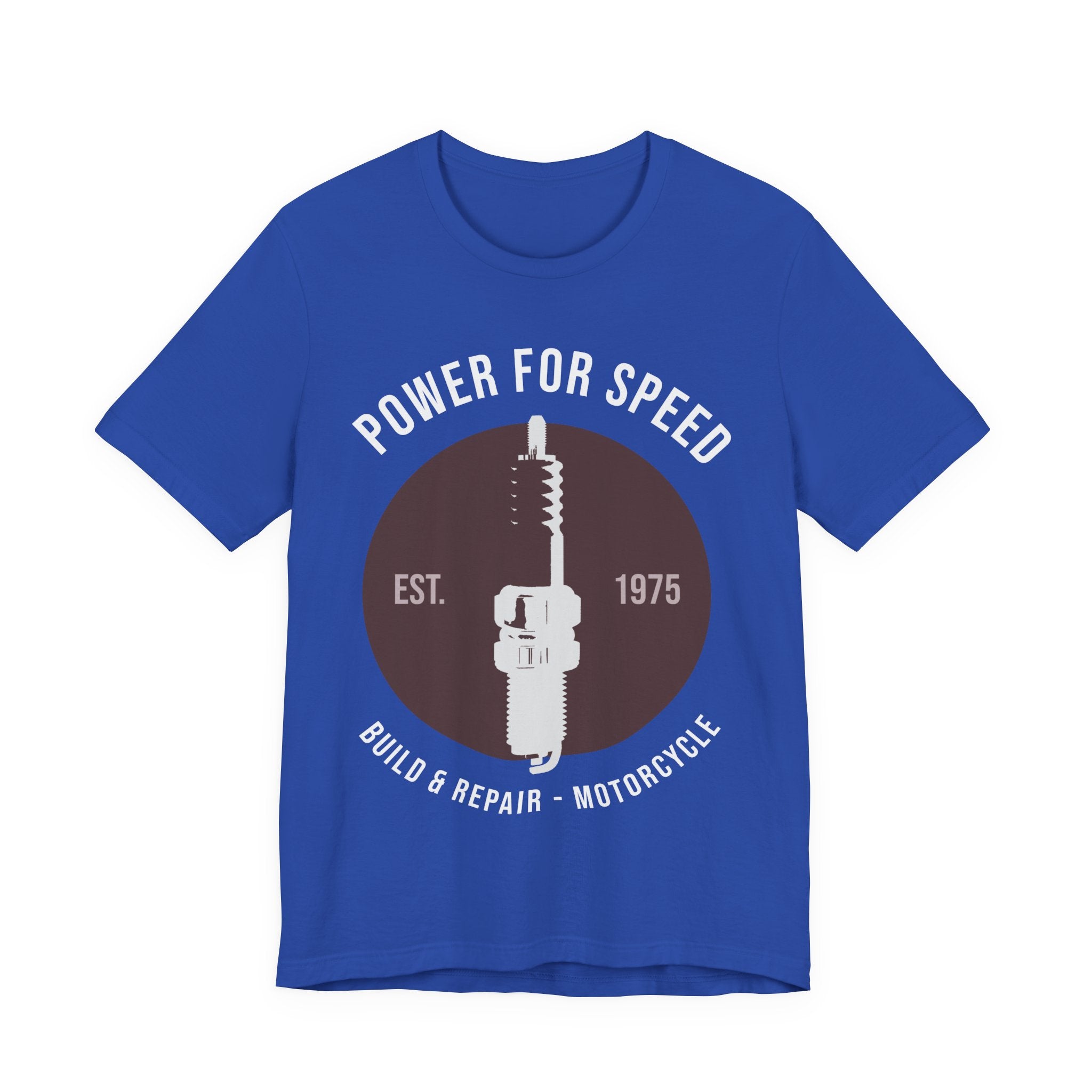 Power for Speed Motorcycle T-Shirt — ‘Build & Repair’ Vintage Spark Plug Tee