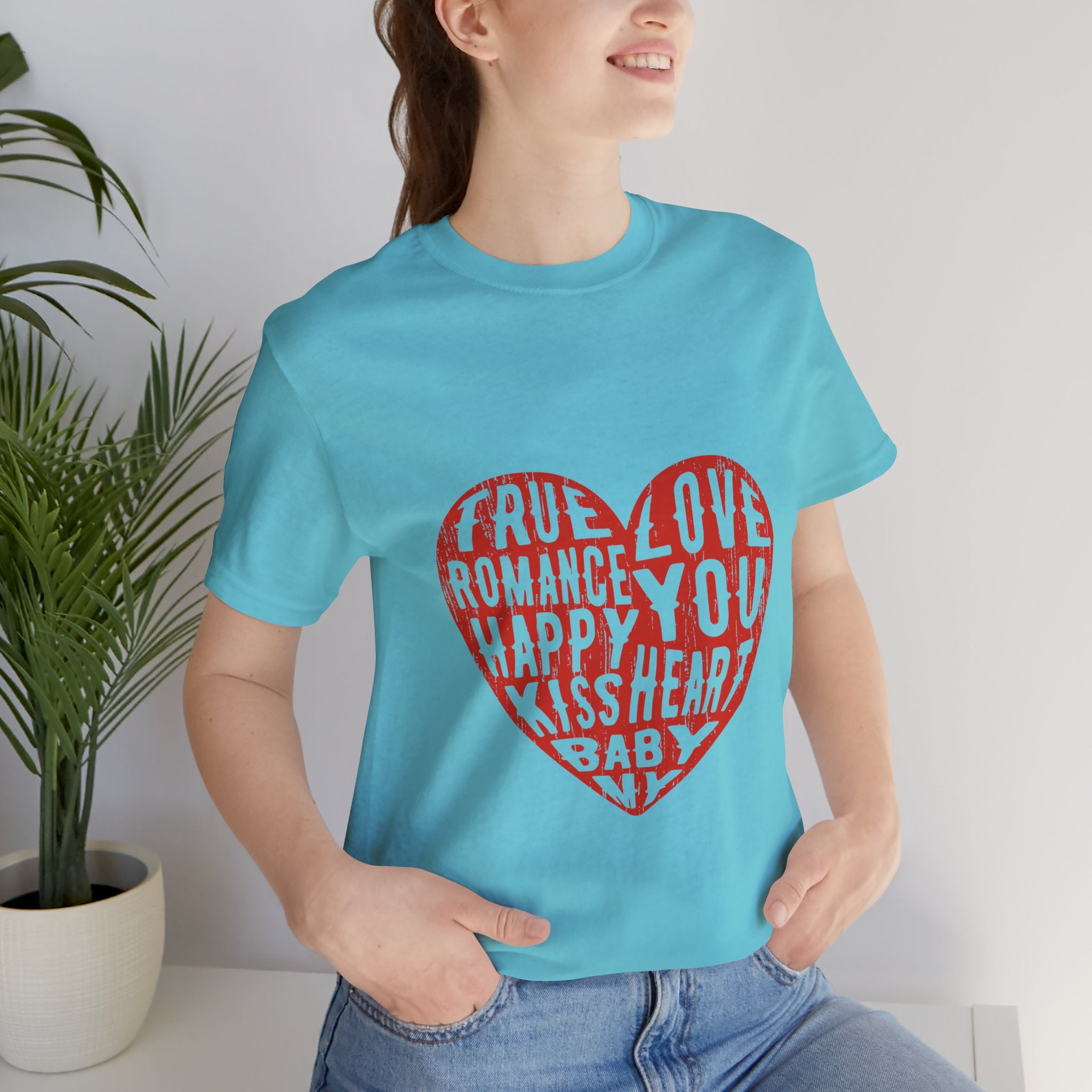Heart Word Art Tee - Love You Romance Valentine T-Shirt