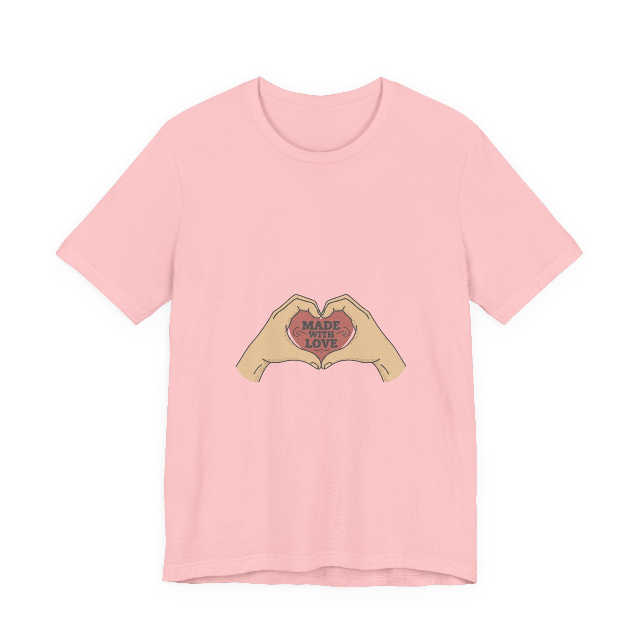 Heart Hands T-Shirt — "Made With Love" Graphic Tee, Cute Valentine’s Day Gift