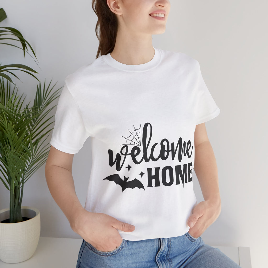 Welcome Home Halloween T-Shirt — Bat & Spiderweb Spooky Tee