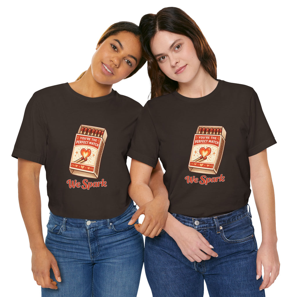 We Spark Matchbox Graphic Tee — "You're the Perfect Match" Valentine's T-Shirt