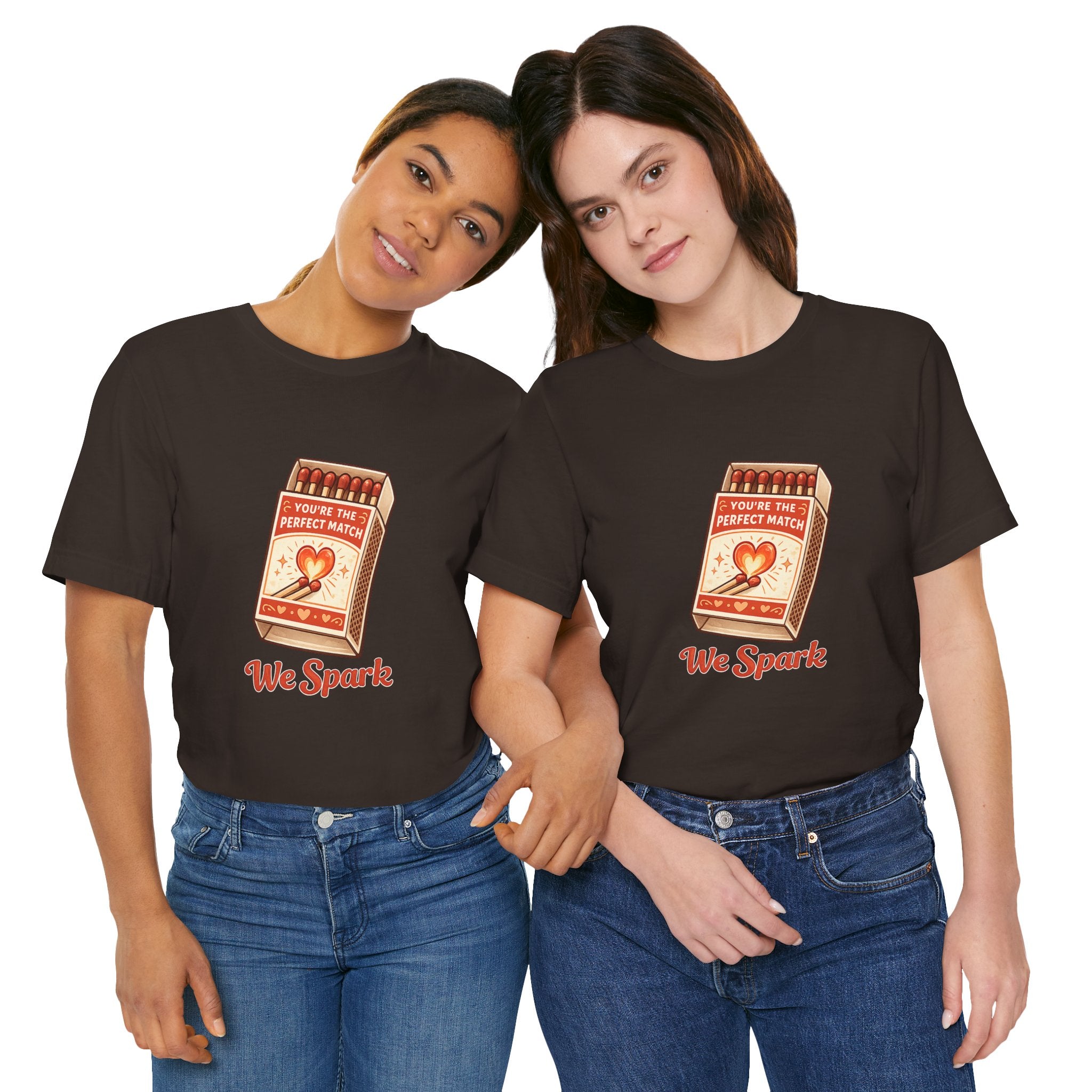 We Spark Matchbox Graphic Tee — "You're the Perfect Match" Valentine's T-Shirt