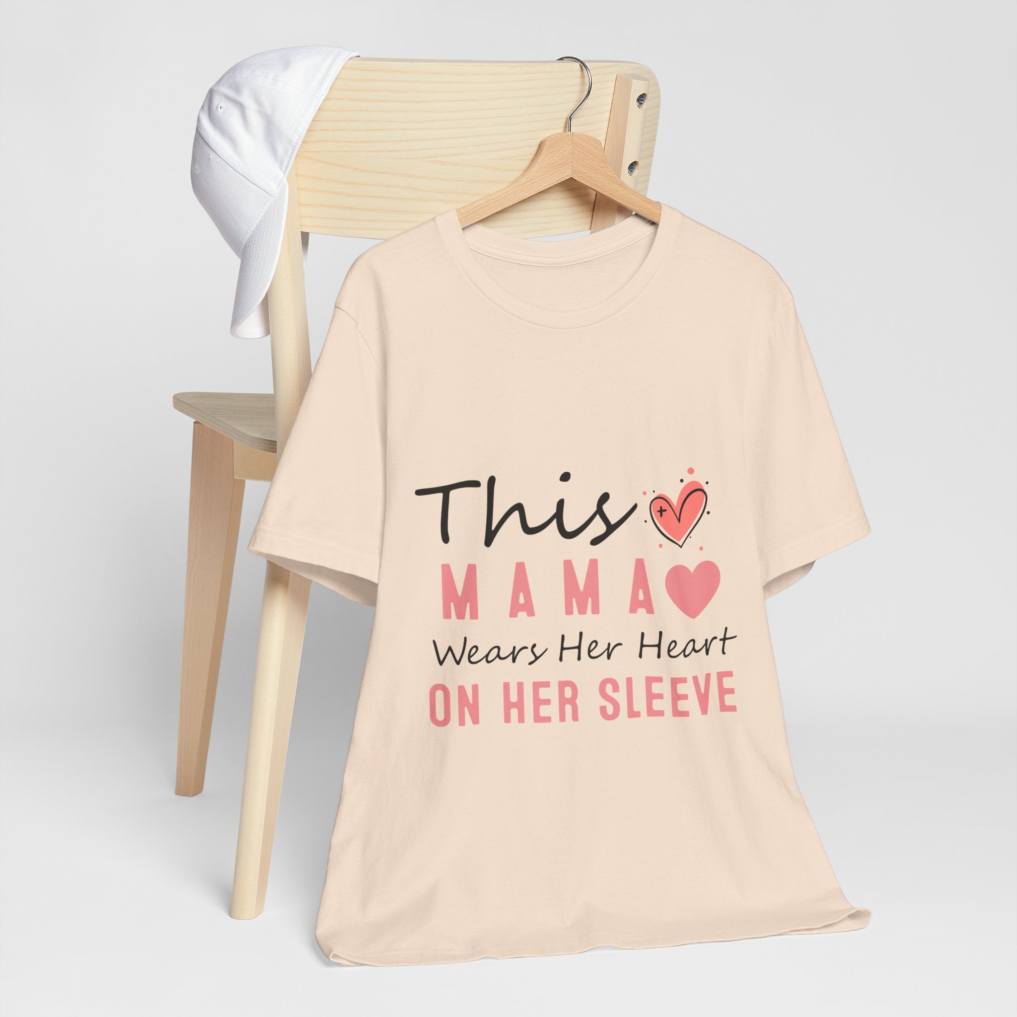 This Mama Wears Her Heart On Her Sleeve T-Shirt – Mother's Day Heart Tee