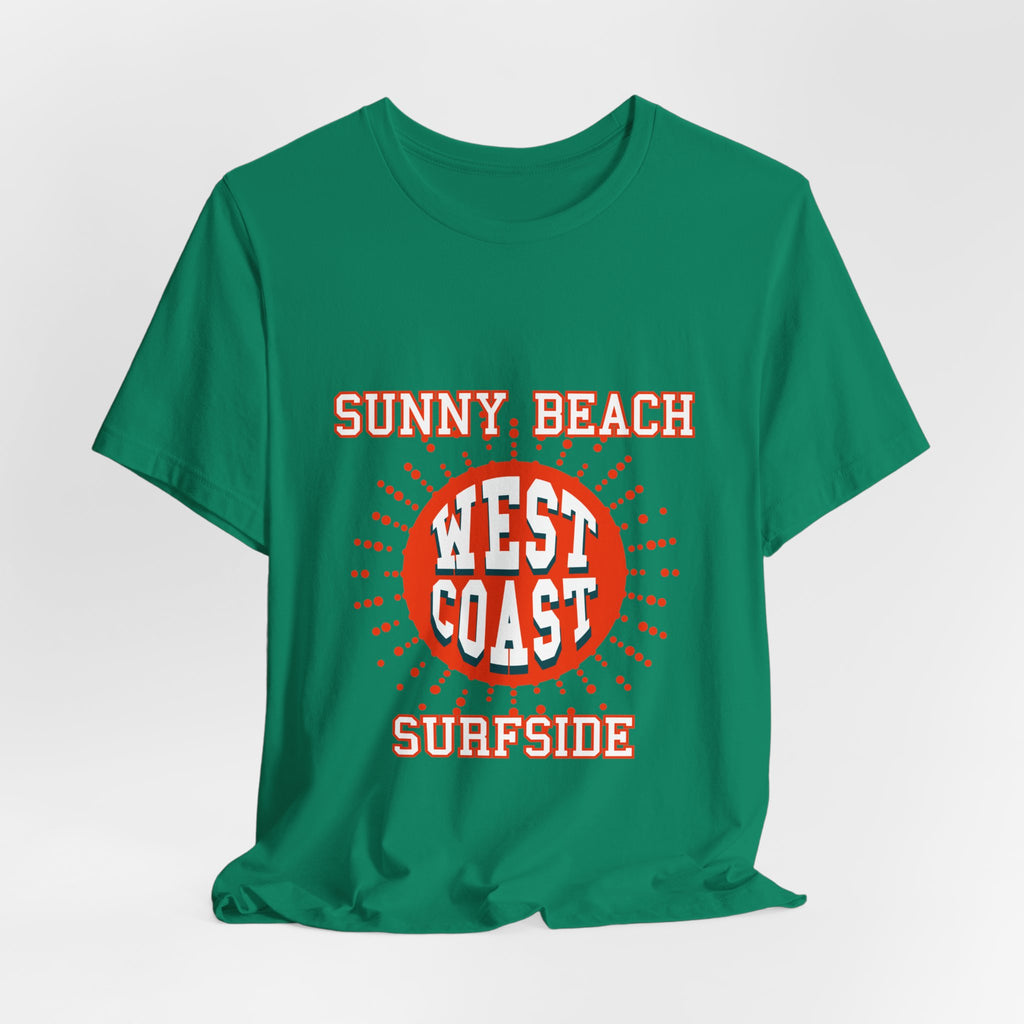 West Coast Sunny Beach Tee — "Sunny Beach West Coast Surfside" Retro Surf T-Shirt