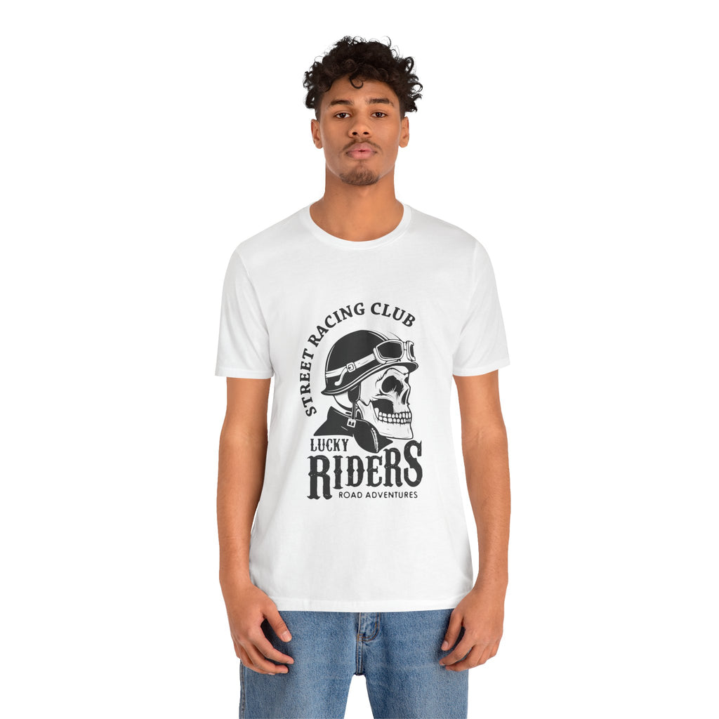 Riders Skull Tee — "Lucky Riders" Street Racing Club Motorcycle T‑Shirt