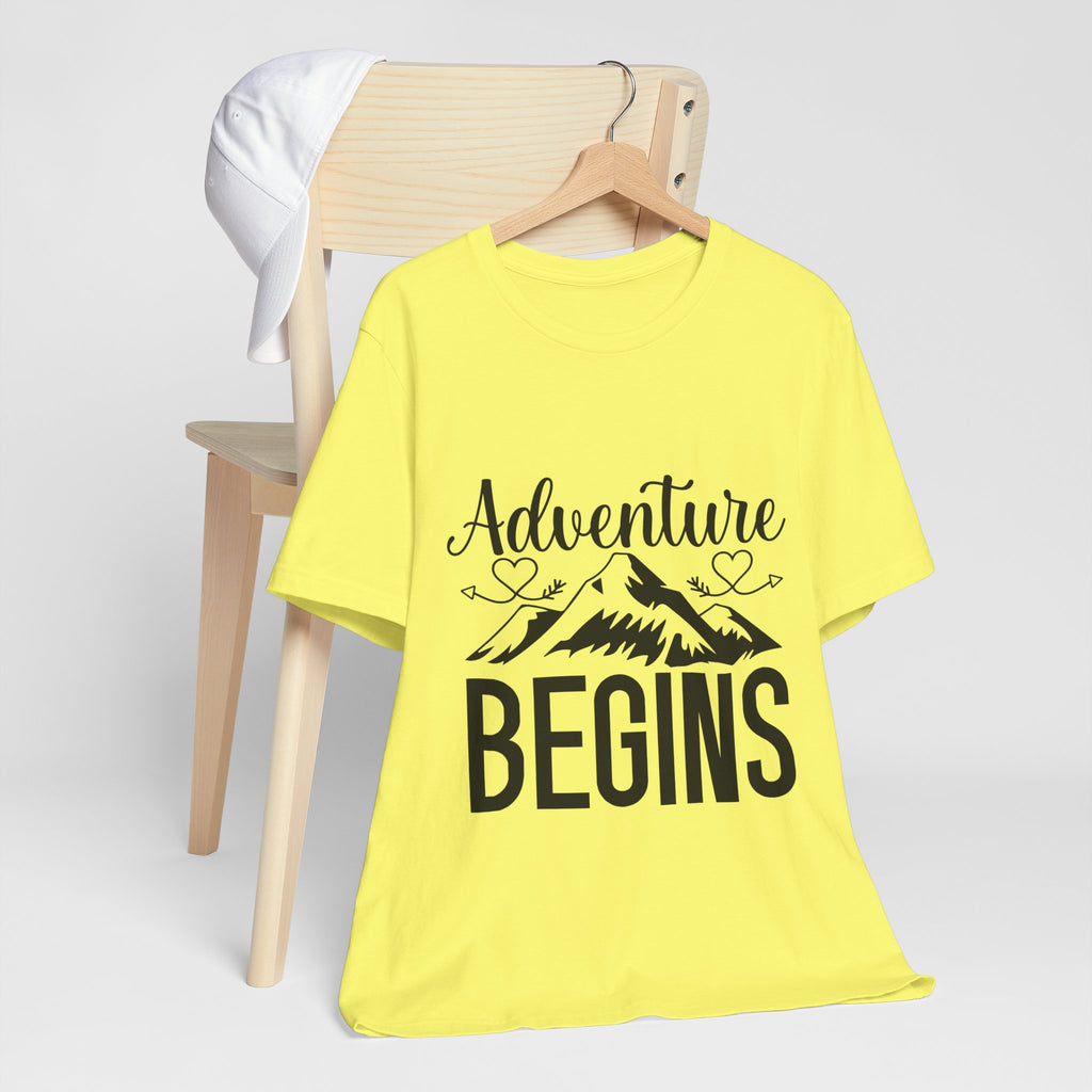 Adventure Begins Tee — Mountain Travel Graphic T-Shirt