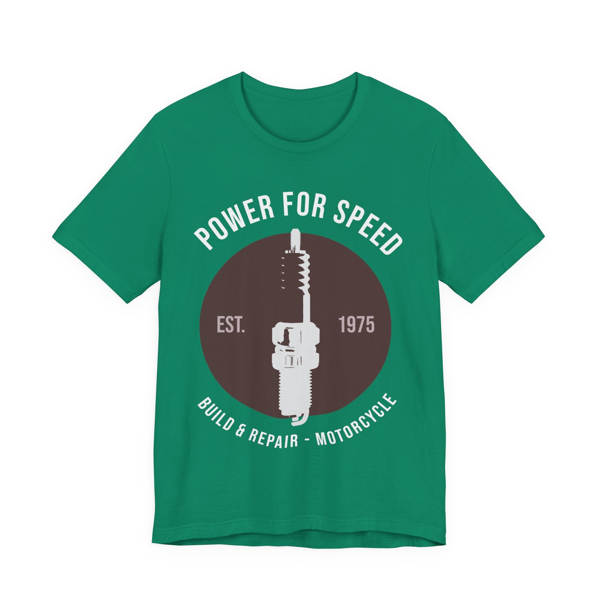 Power for Speed Motorcycle T-Shirt — ‘Build & Repair’ Vintage Spark Plug Tee