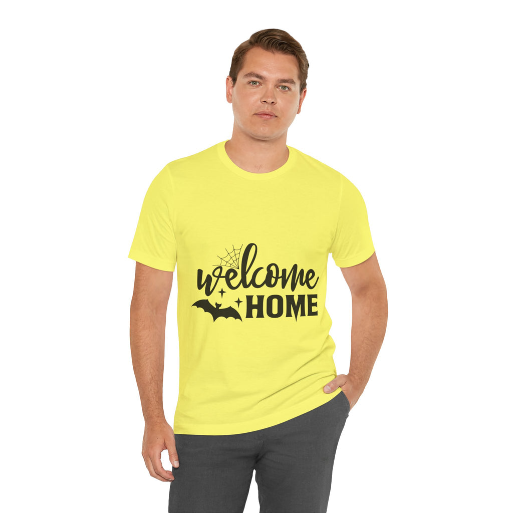 Welcome Home Halloween T-Shirt — Bat & Spiderweb Spooky Tee