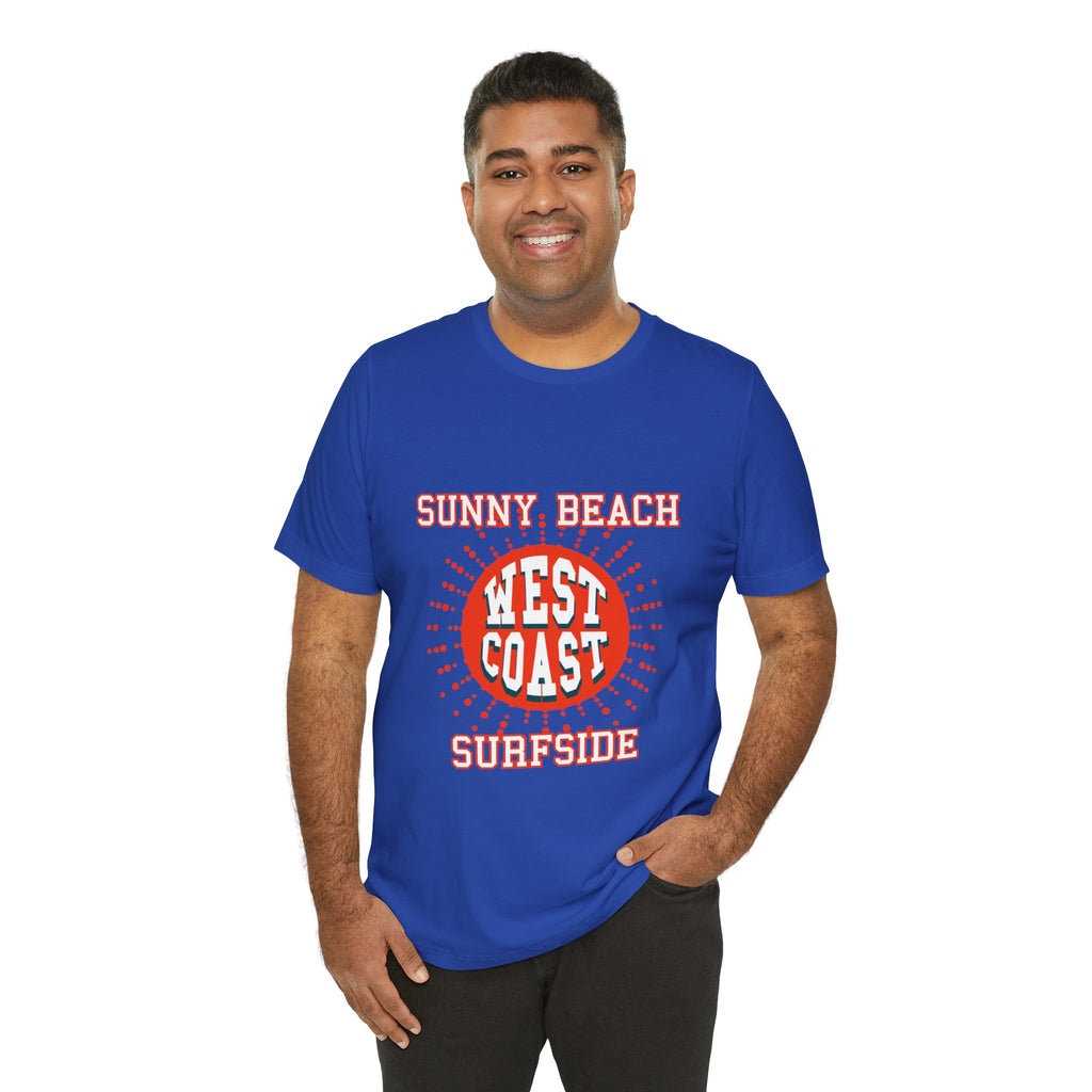 West Coast Sunny Beach Tee — "Sunny Beach West Coast Surfside" Retro Surf T-Shirt