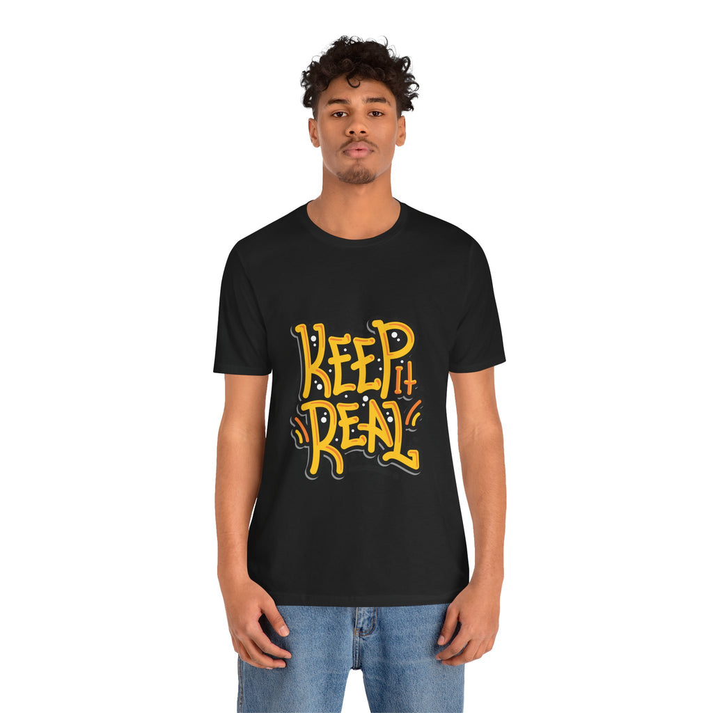 Keep It Real T-Shirt — Retro Yellow Hand-Lettered Graphic Tee