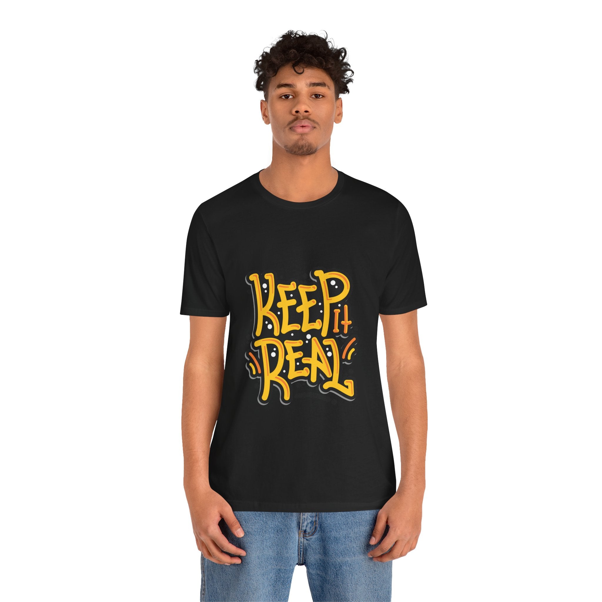 Keep It Real T-Shirt — Retro Yellow Hand-Lettered Graphic Tee