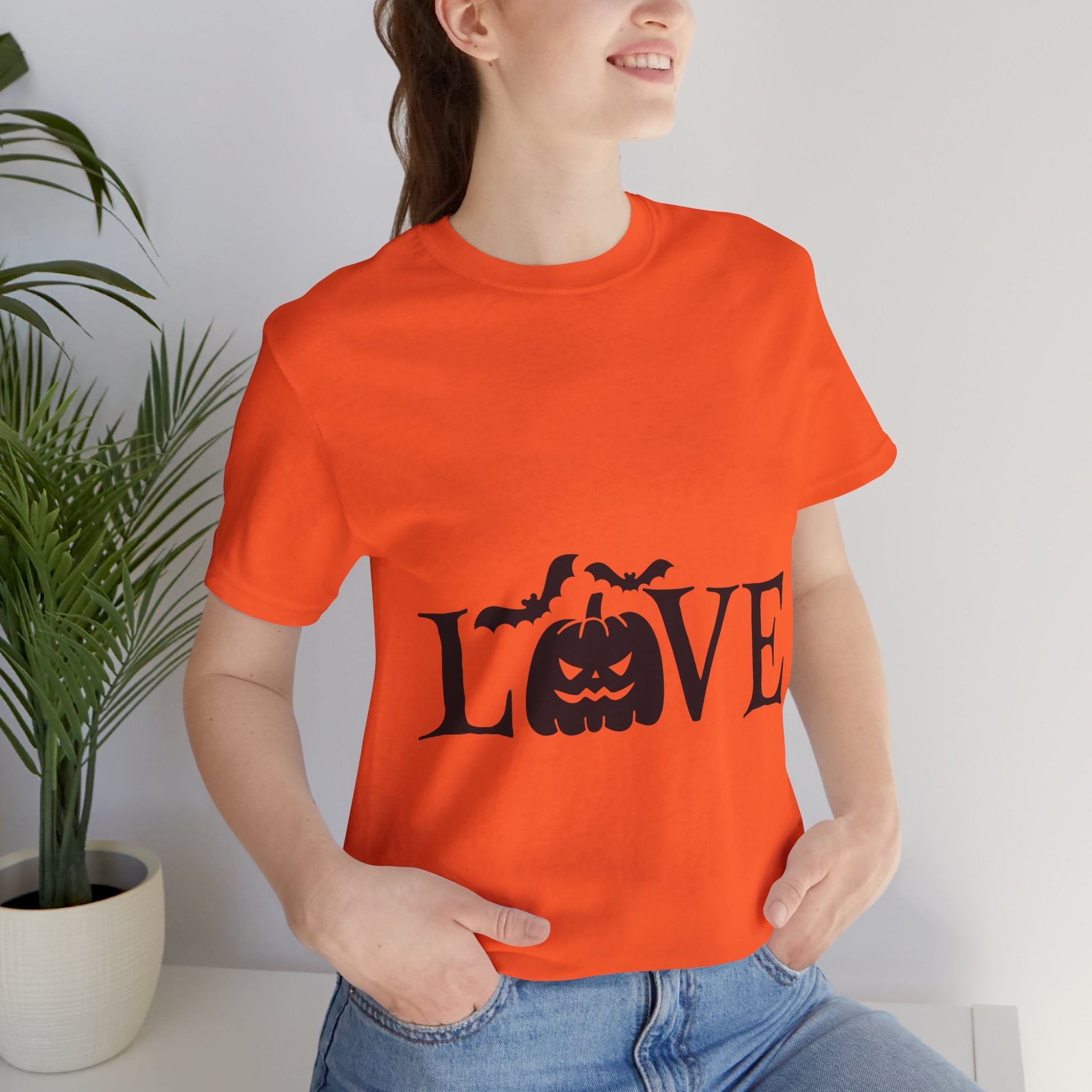 Halloween Love T-Shirt - Jack-o'-Lantern & Bats Graphic Tee