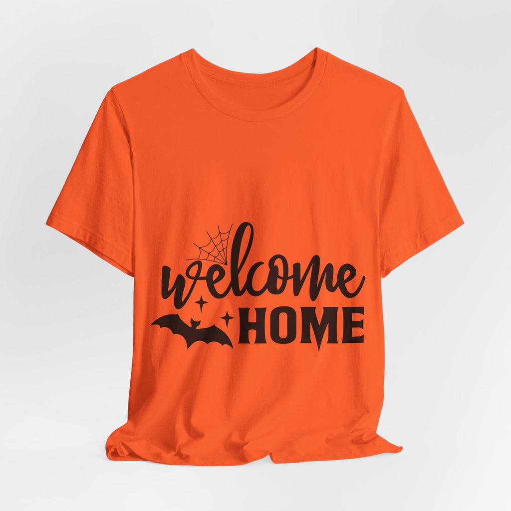 Welcome Home Halloween T-Shirt — Bat & Spiderweb Spooky Tee
