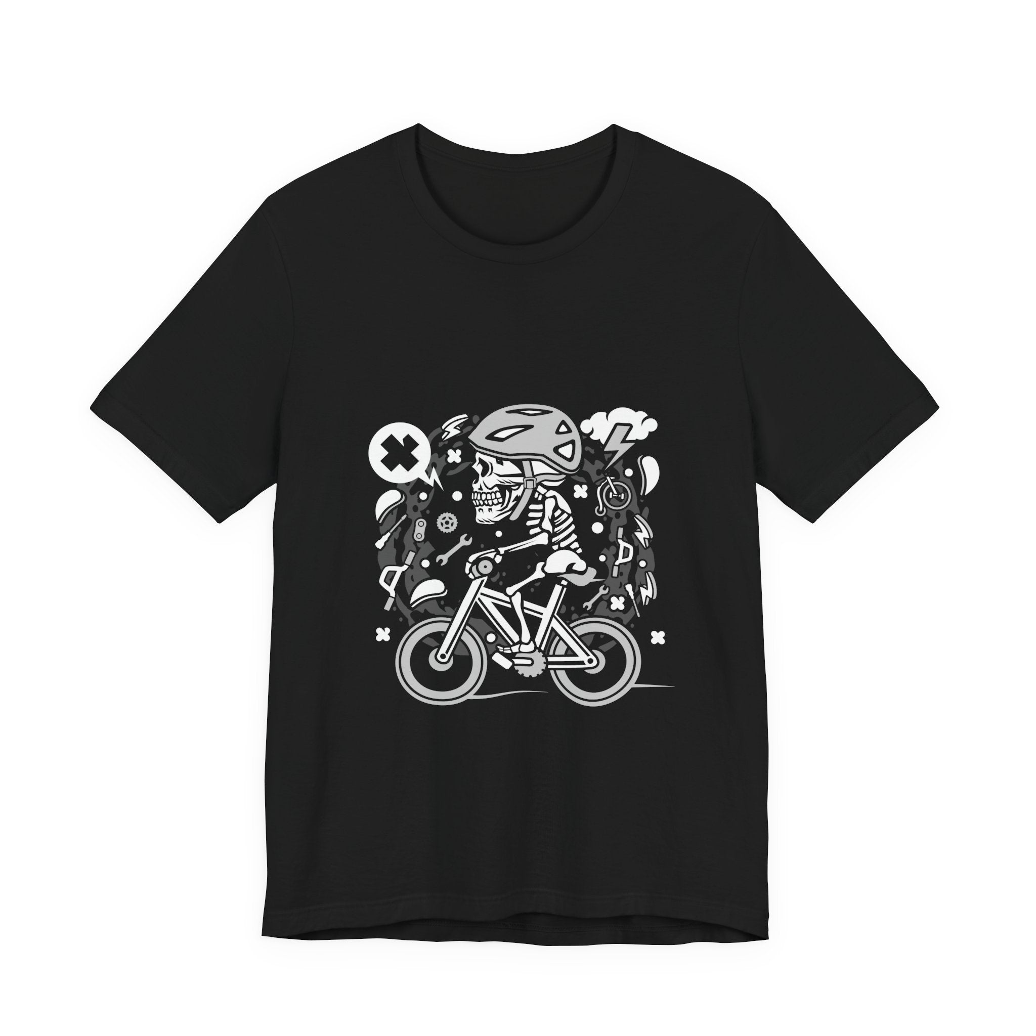 Biker Skull Tee — Retro Cycling Skull Rider Graphic T-Shirt