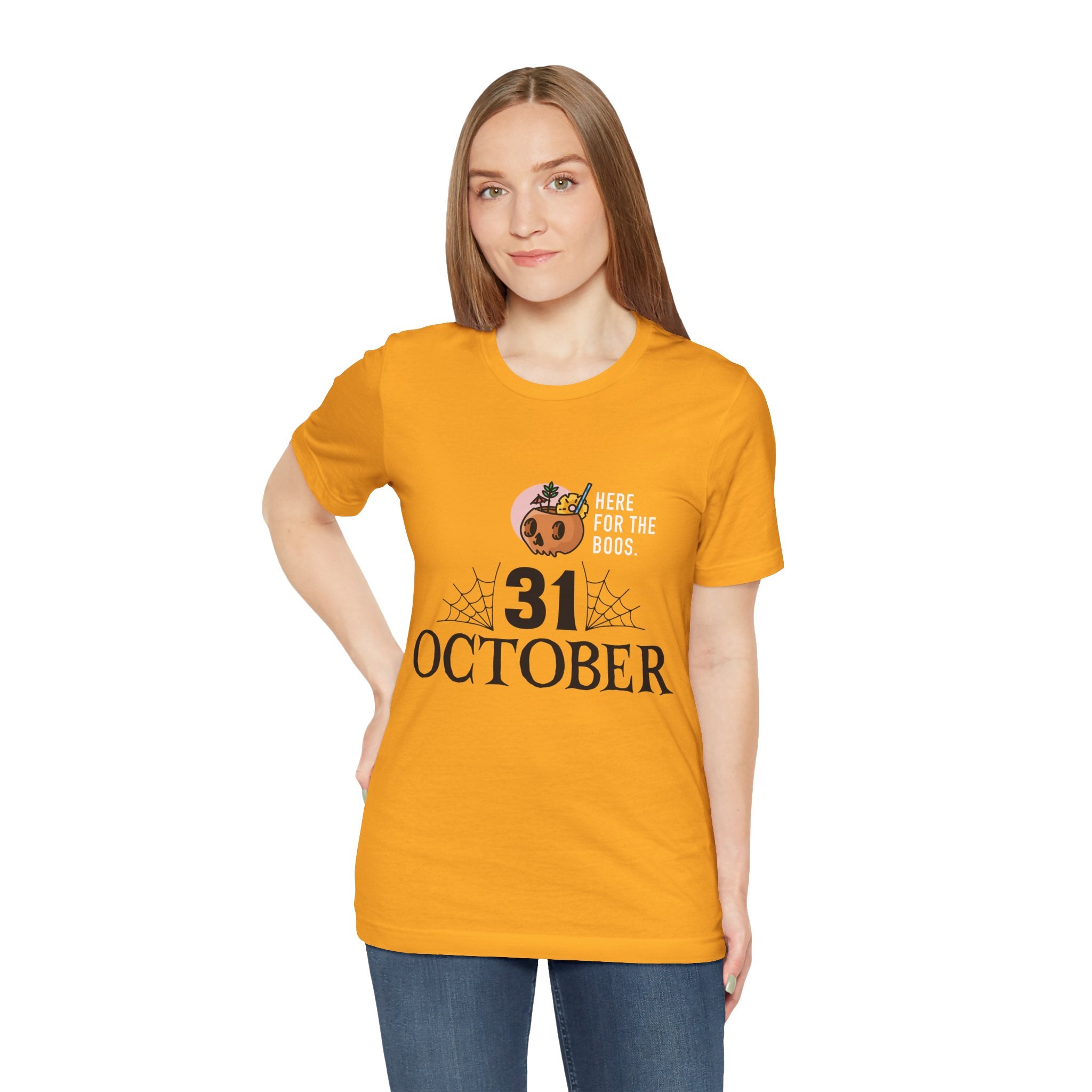 Halloween Tee — "Here for the Boos" 31 October Pumpkin Shirt