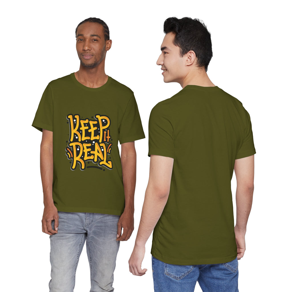 Keep It Real T-Shirt — Retro Yellow Hand-Lettered Graphic Tee