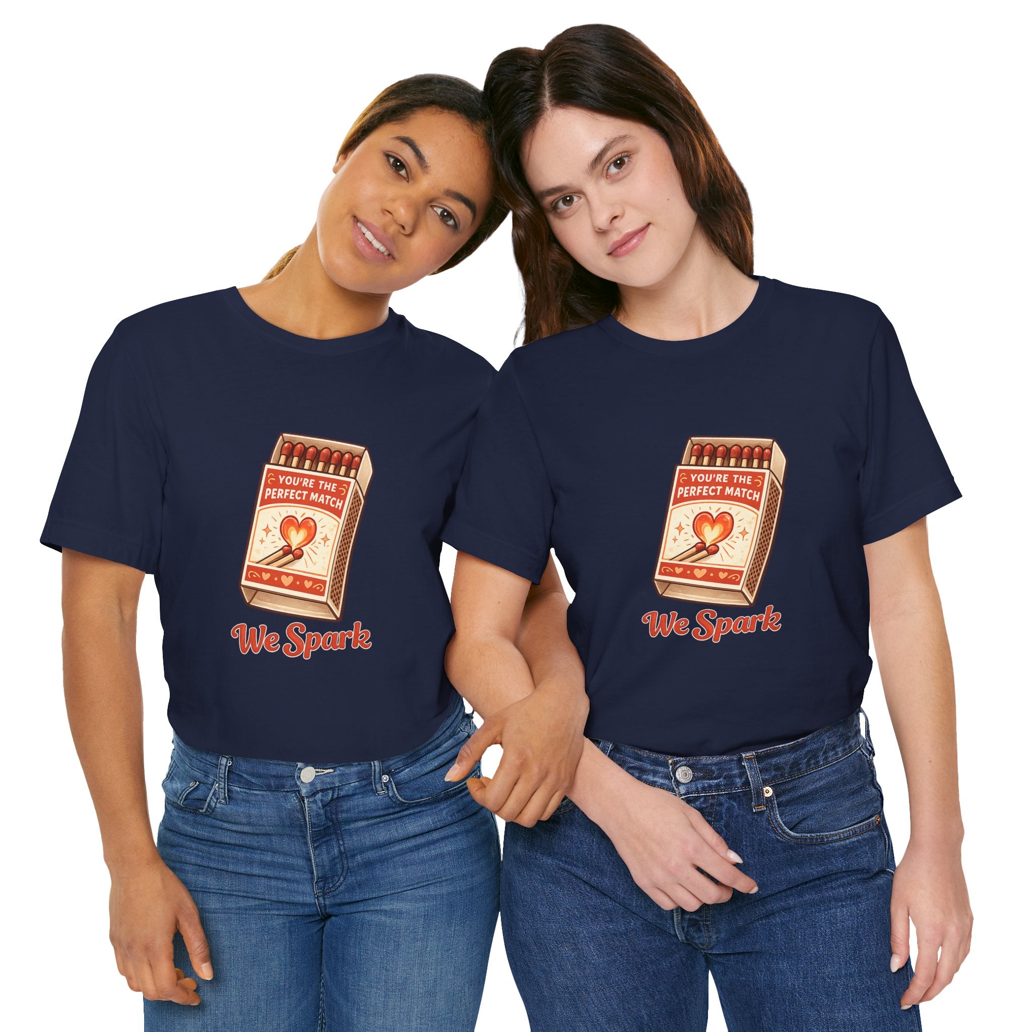 We Spark Matchbox Graphic Tee — "You're the Perfect Match" Valentine's T-Shirt