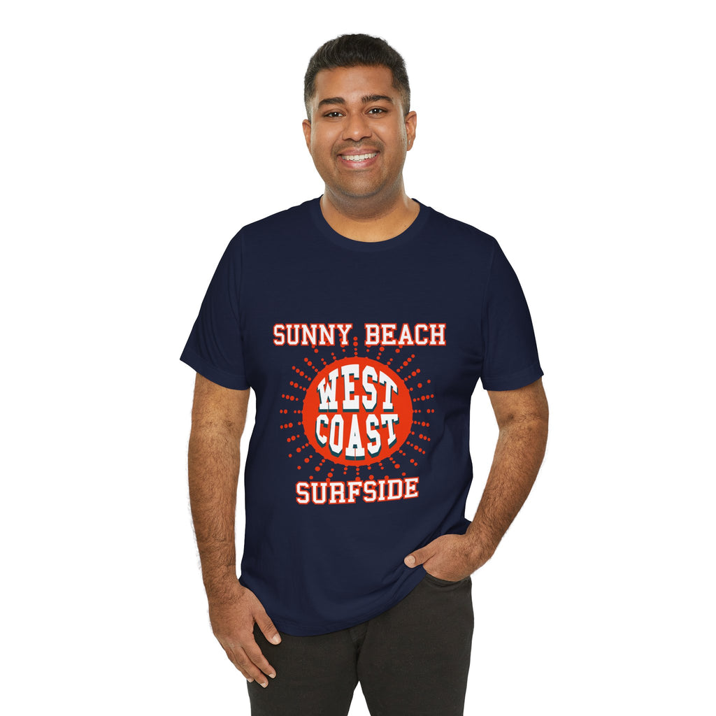 West Coast Sunny Beach Tee — "Sunny Beach West Coast Surfside" Retro Surf T-Shirt