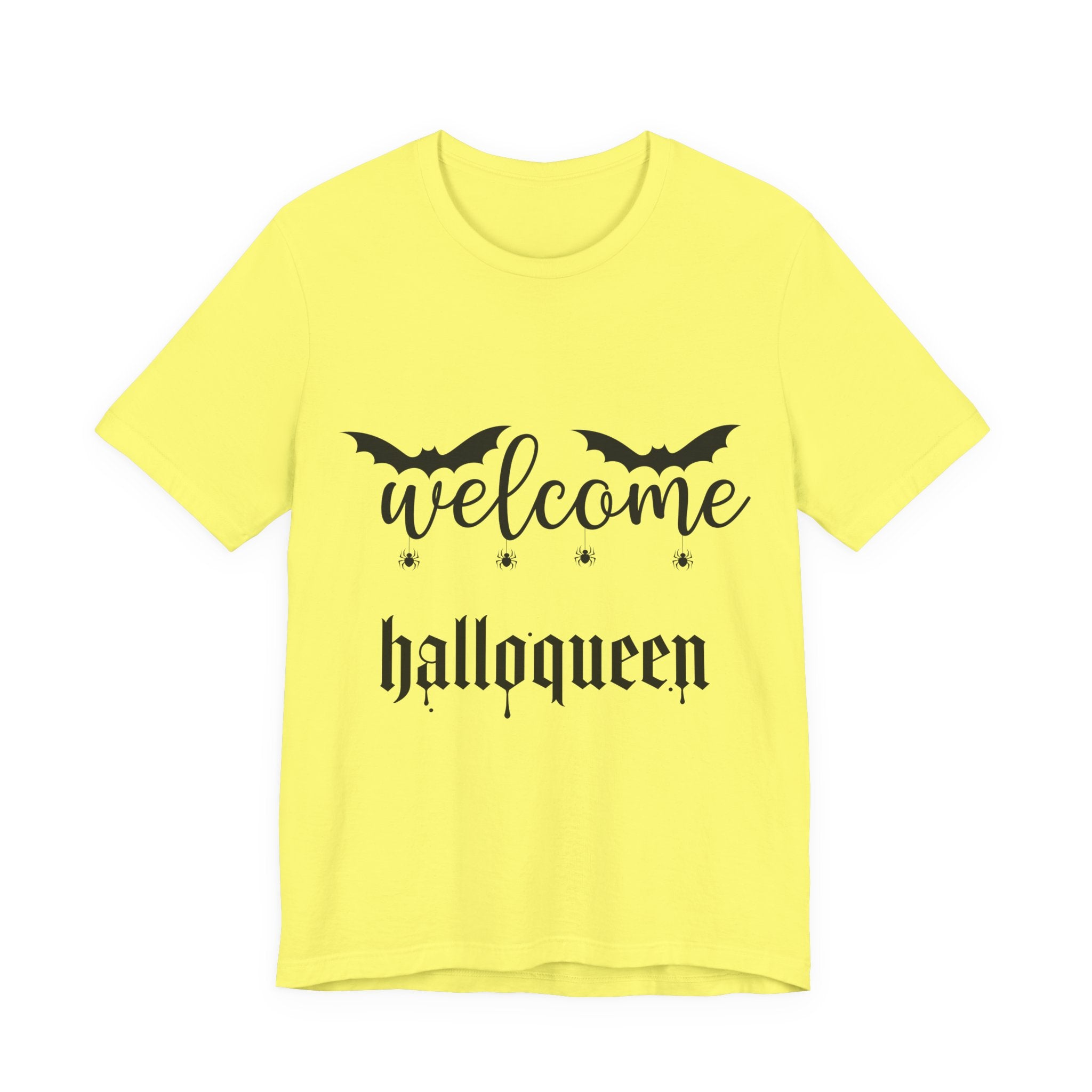 Welcome HalloQueen T‑Shirt — Halloween Bat Graphic Tee
