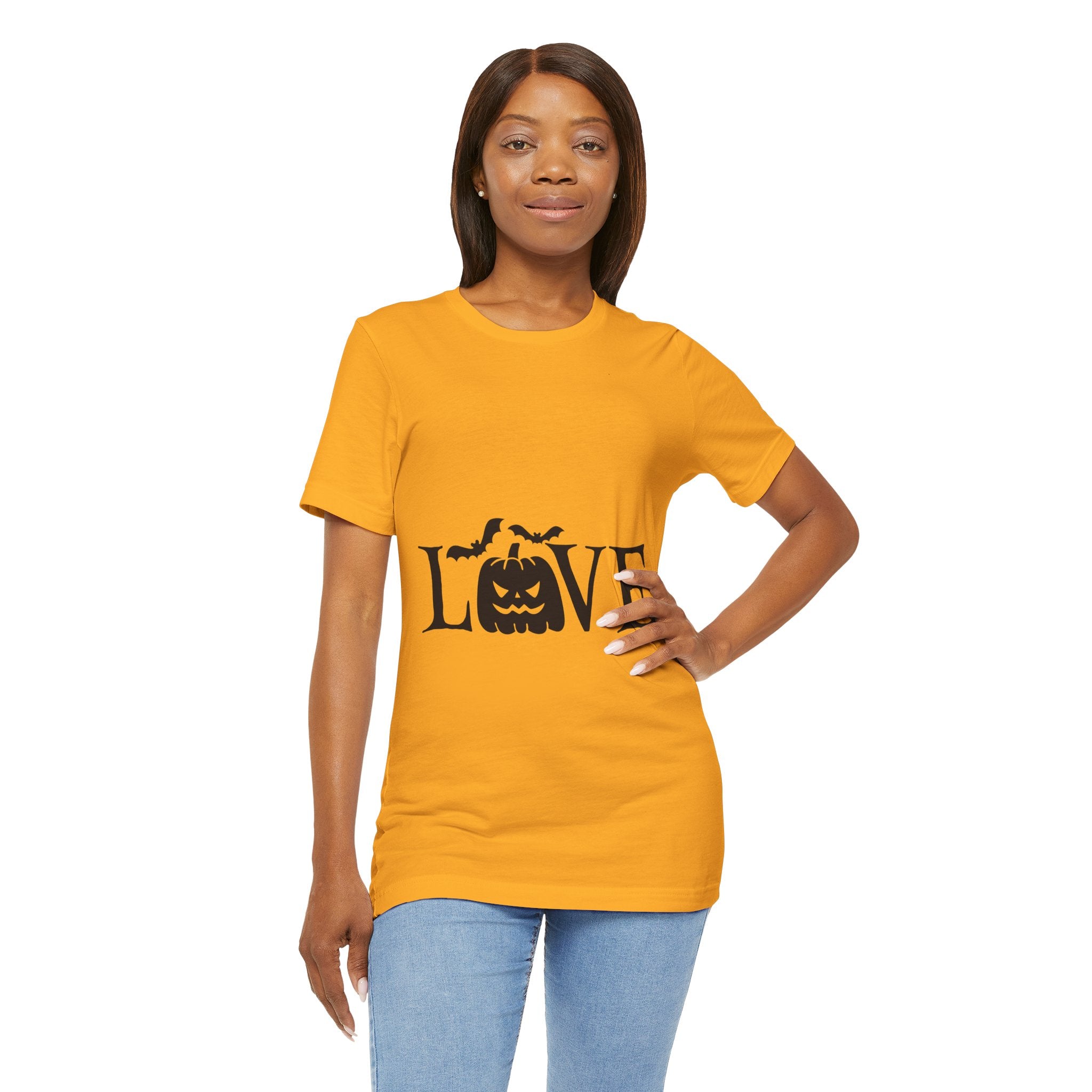 Halloween Love T-Shirt - Jack-o'-Lantern & Bats Graphic Tee