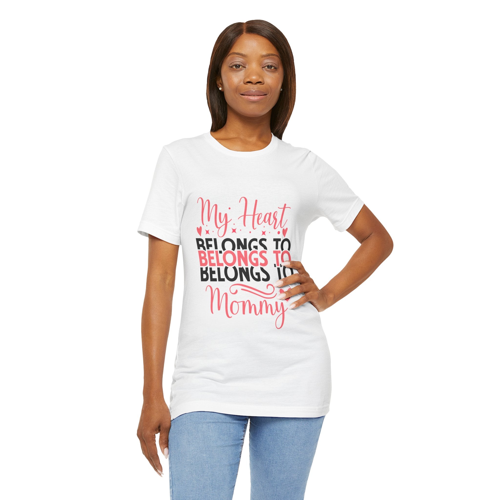 Mommy Valentine T-Shirt – "My Heart Belongs to Mommy" Pink & Black Kid Tee