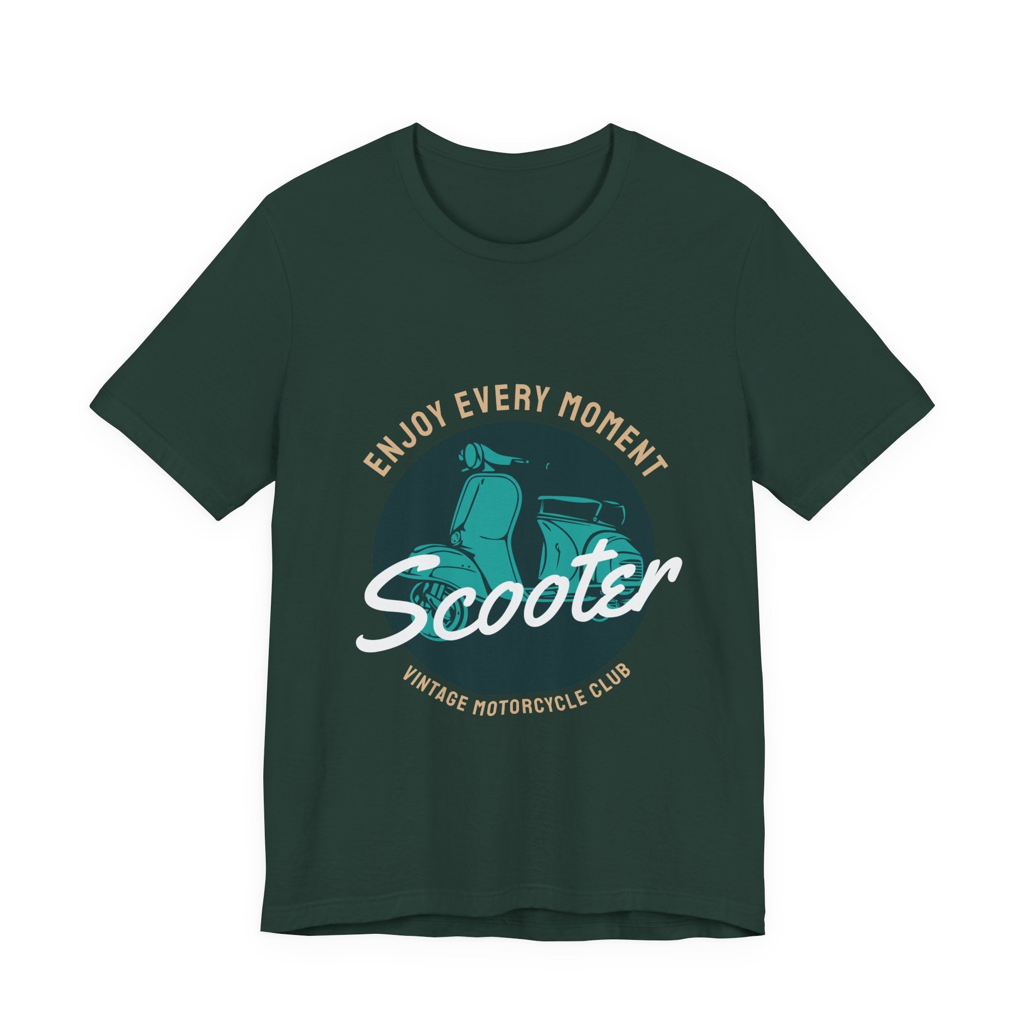 Scooter Vintage Motorcycle Club Tee — "Enjoy Every Moment" Short Sleeve Shirt
