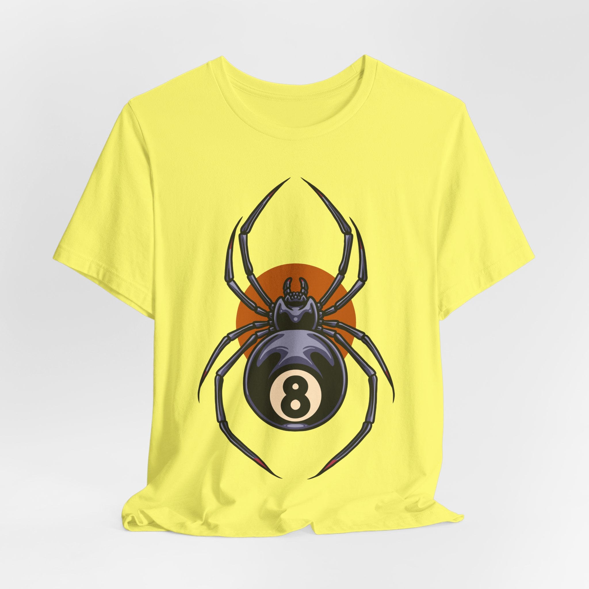 8-Ball Spider Graphic Tee — Pool Player & Halloween Spider T-Shirt